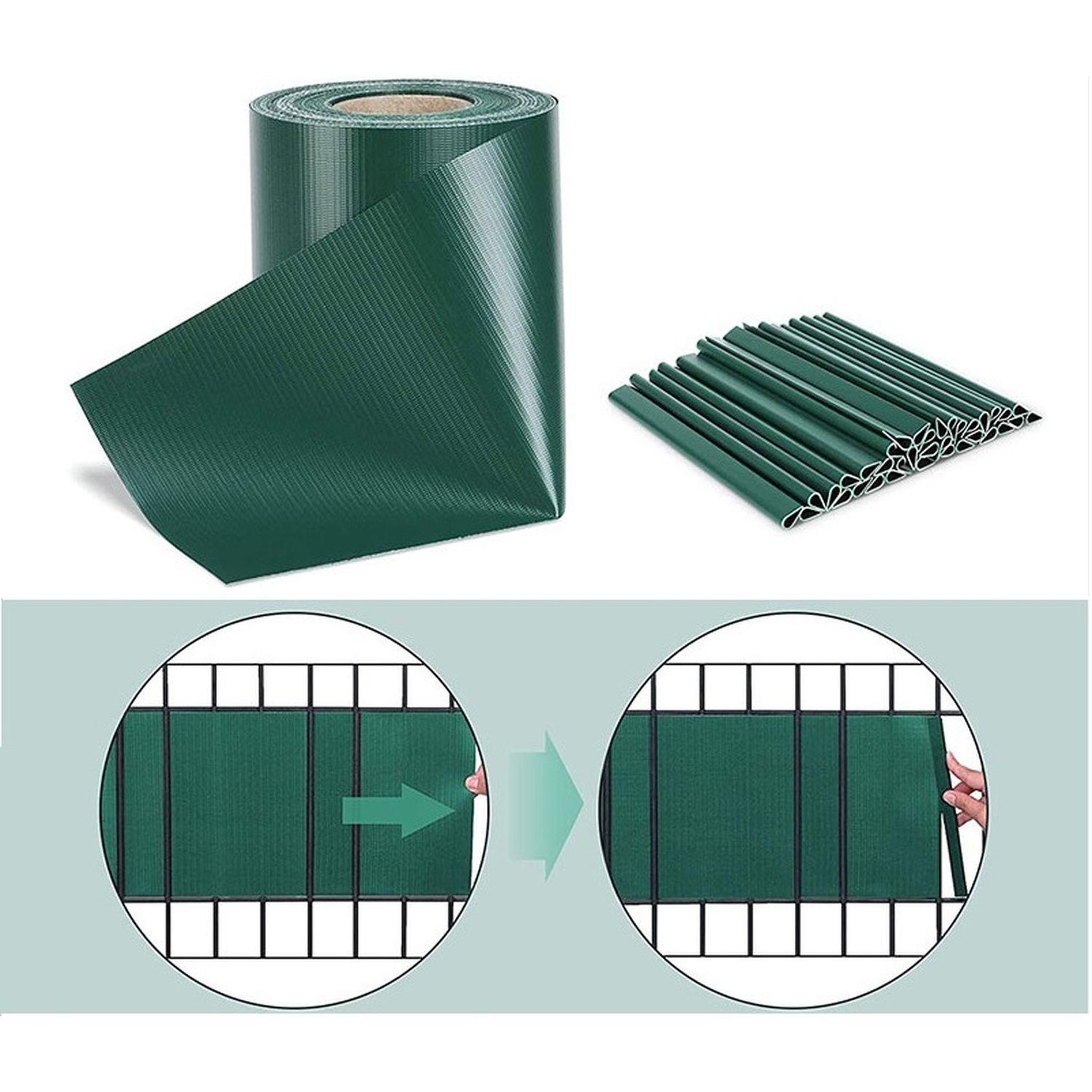 Voir la diapositive 2 : TOILINUX Brise Vue Occultant Clôture en PVC 450 g/m² - 70 m x 19 cm - 70 clips de montage