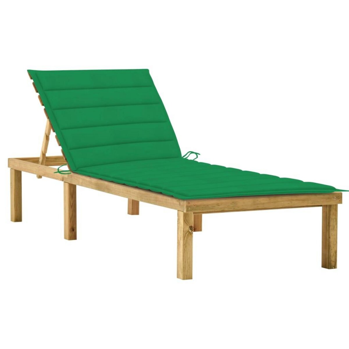 VIDAXL Chaise longue avec coussin vert Bois de pin impregne