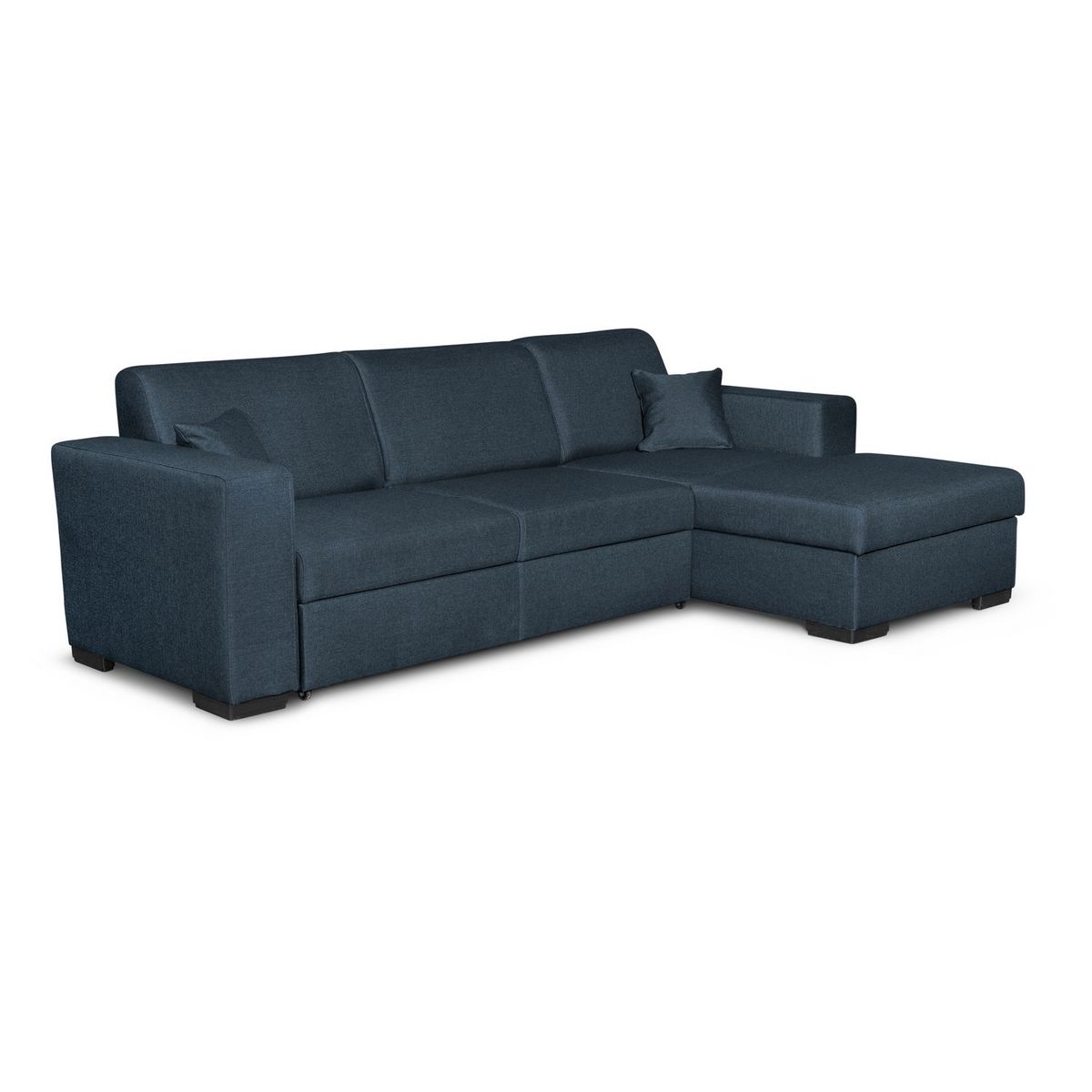 Canapé d'angle droit convertible 4 places avec coffre  de rangement revêtement tissu CARIBEA 