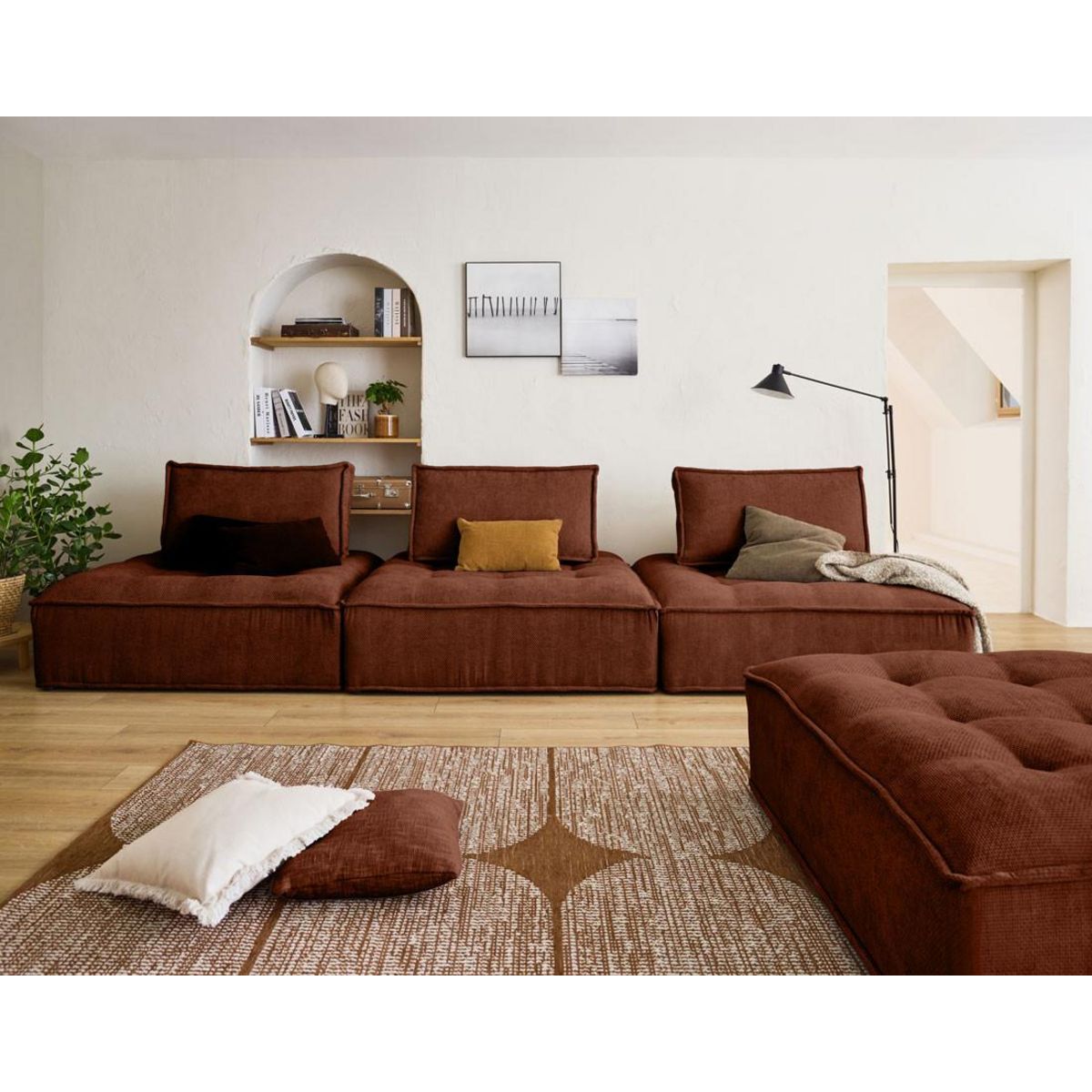 LISA DESIGN Marisol - pouf modulable - velours texturé