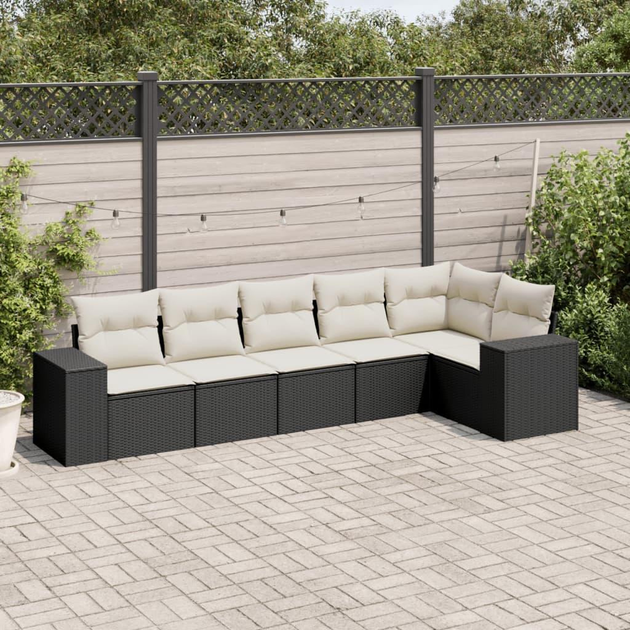 VIDAXL Salon de jardin 6 pcs avec coussins noir resine tressee