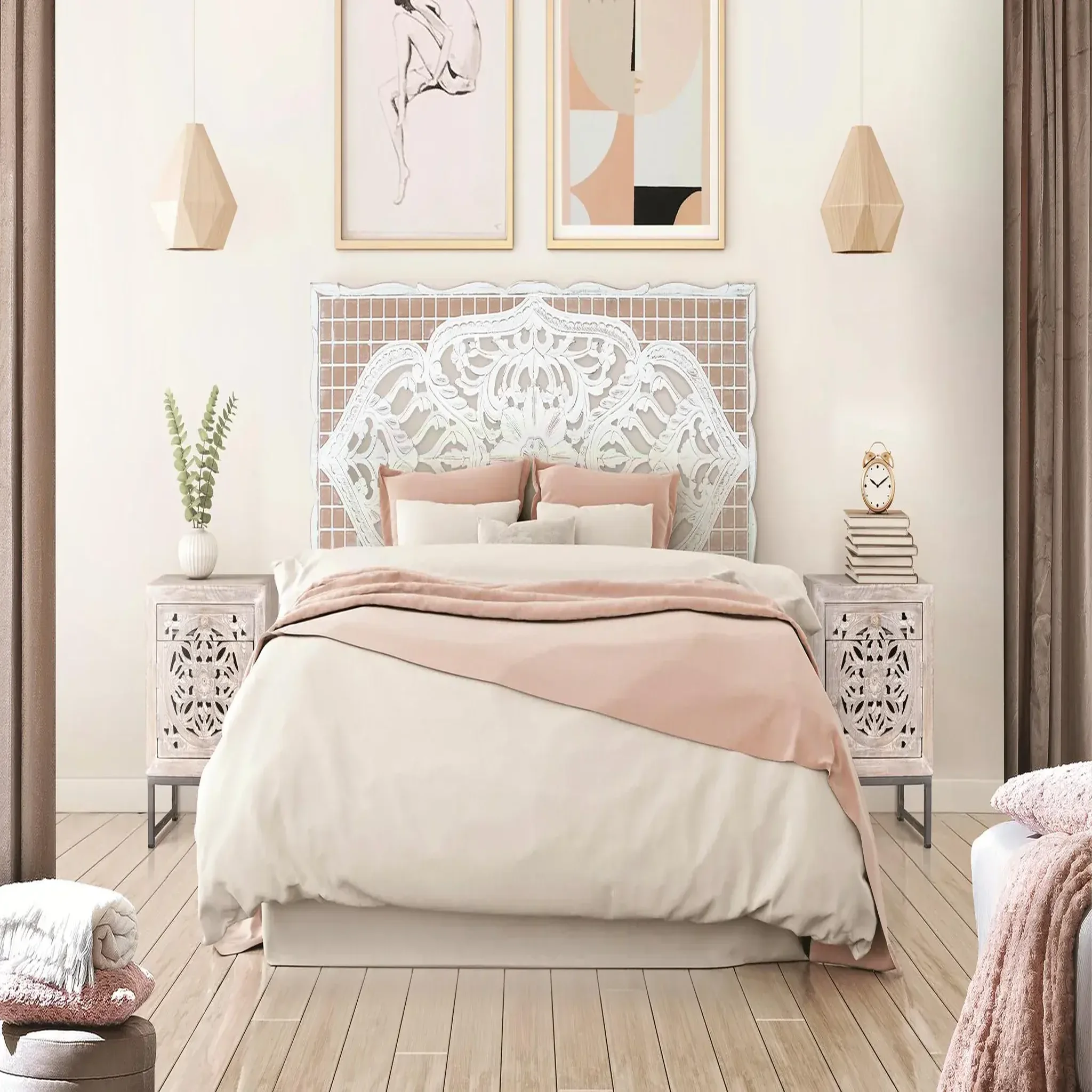 Voir la diapositive 2 : GINER Y COLOMER SL Tête de lit en mdf 166 cm style boho ethnique sculpté