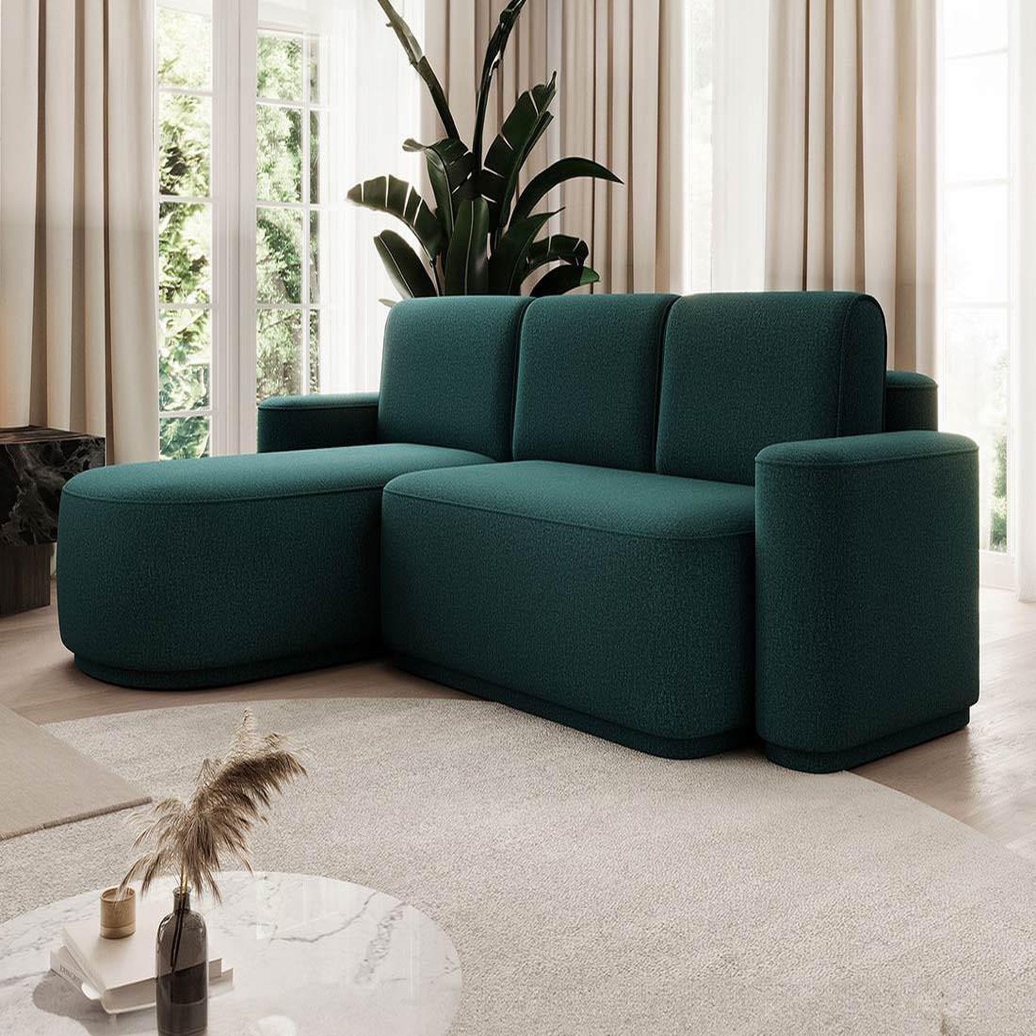 Voir la diapositive 6 : BEST MOBILIER Sam - canapé d'angle gauche 4 places convertible avec coffre en tissu