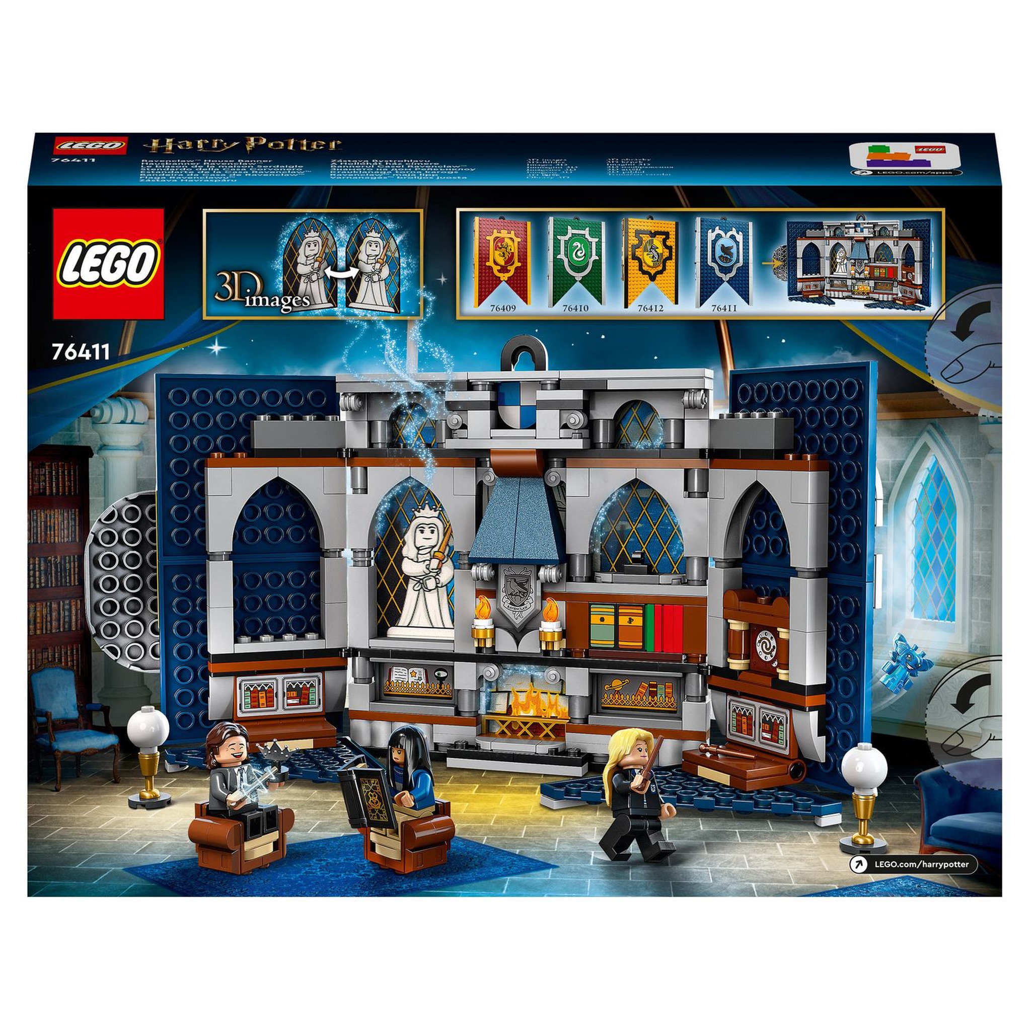 Voir la diapositive 9 : LEGO Harry Potter 76411 - Le blason de la maison Serdaigle, Jouet avec 3 Minifigurines et Diadème, Décoration Murale Salle Commune Château de Poudlard, Collection