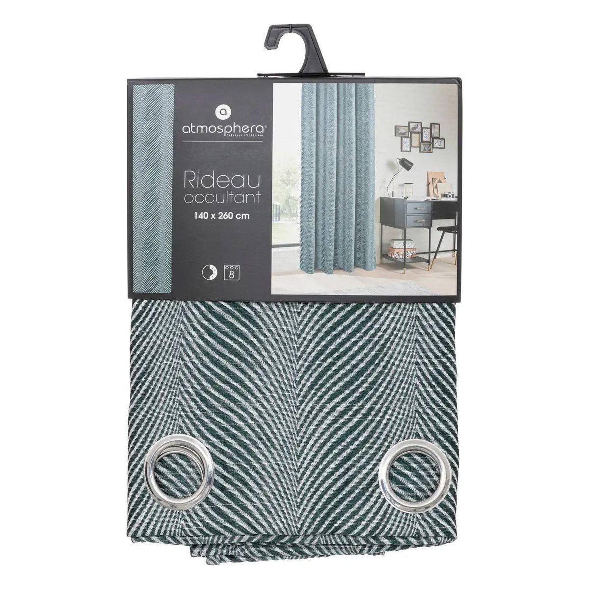 Voir la diapositive 3 : ATMOSPHERA Rideau occultant  dana  140x260cm vert foncé