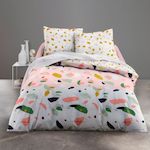 Home collection Parure housse de couette 100% coton 57fils marbree. Coloris disponibles : Rose