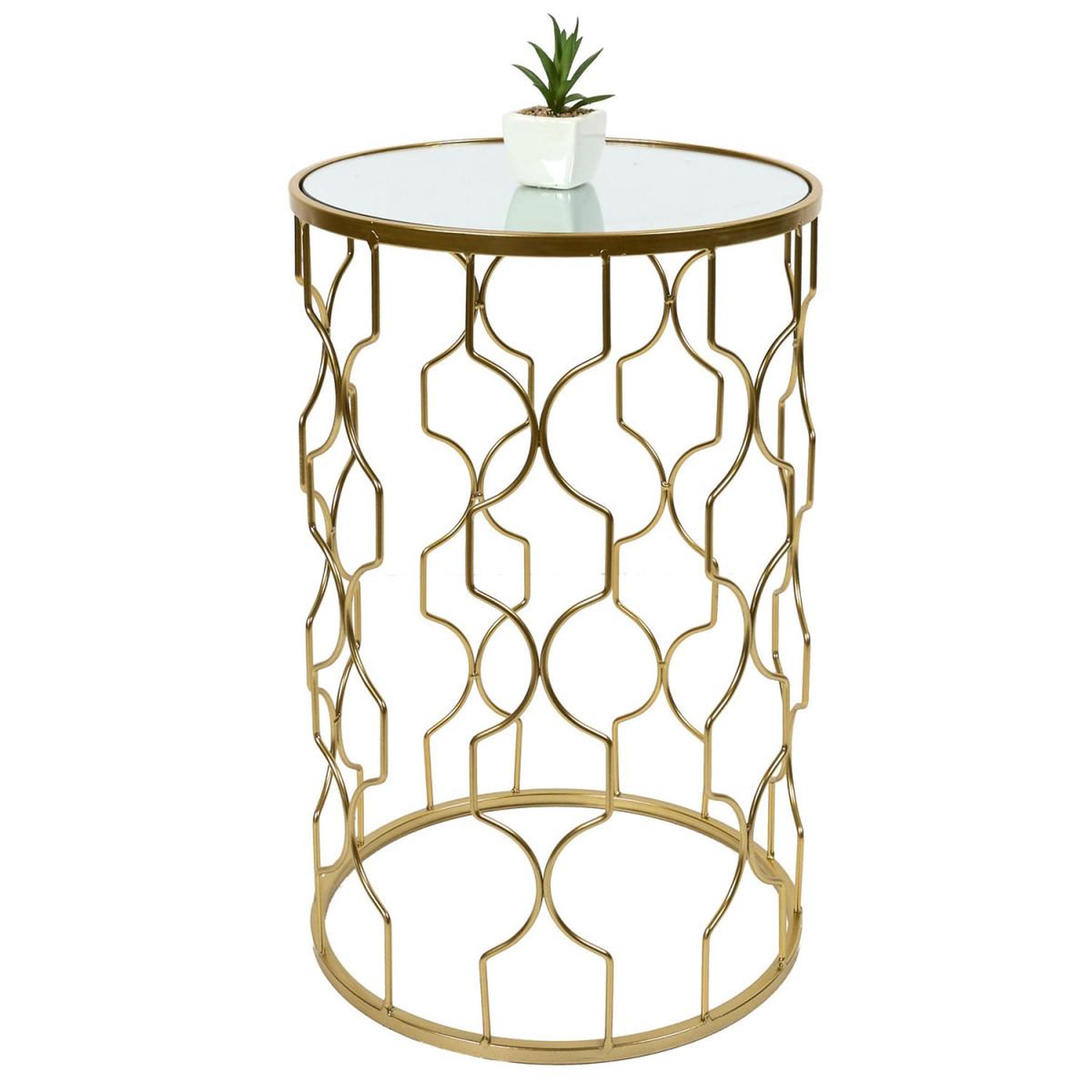 Voir la diapositive 3 : The Home Deco Factory Lot de 2 tables d'appoint gigognes  dubai  55cm or