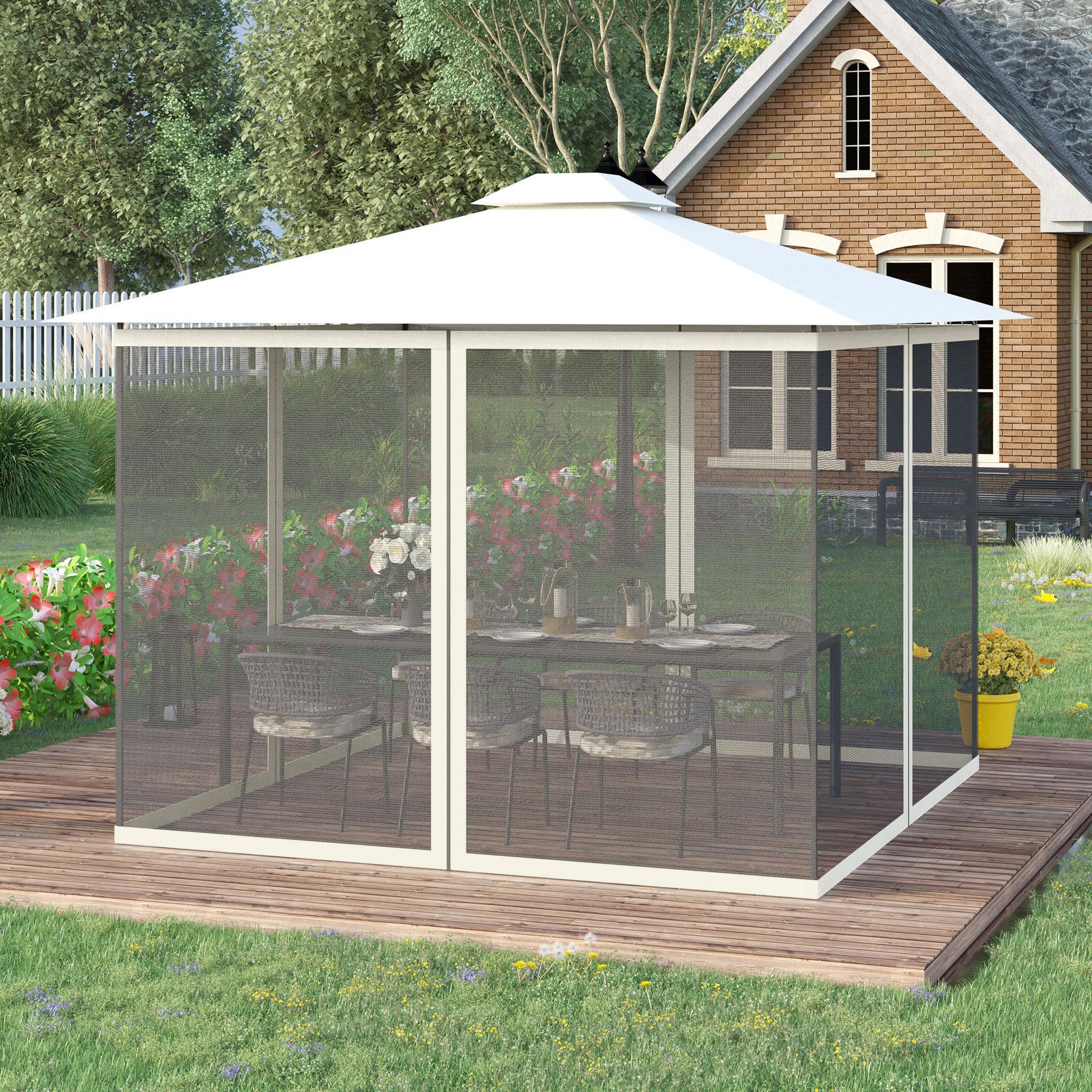 Voir la diapositive 2 : OUTSUNNY Moustiquaires pour tonnelle barnum pavillon de jardin 3x3m nylon noir