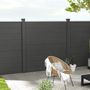 Voir la diapositive 2 : OUTSUNNY Clôture de jardin brise vue occultant modulable WPC bois composite alu gris