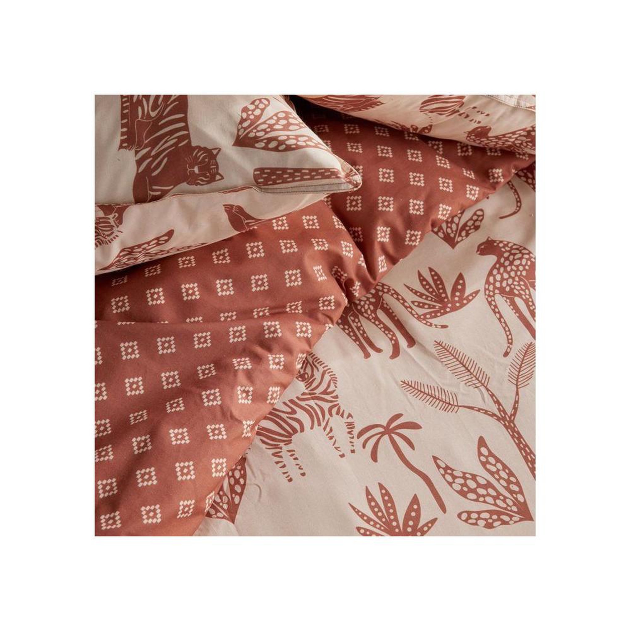 Voir la diapositive 3 : Today Parure de couette coton today sunshine imprimé jungle florale 140 x 200 cm et housse de coussin 63 x 63 cm, réversible