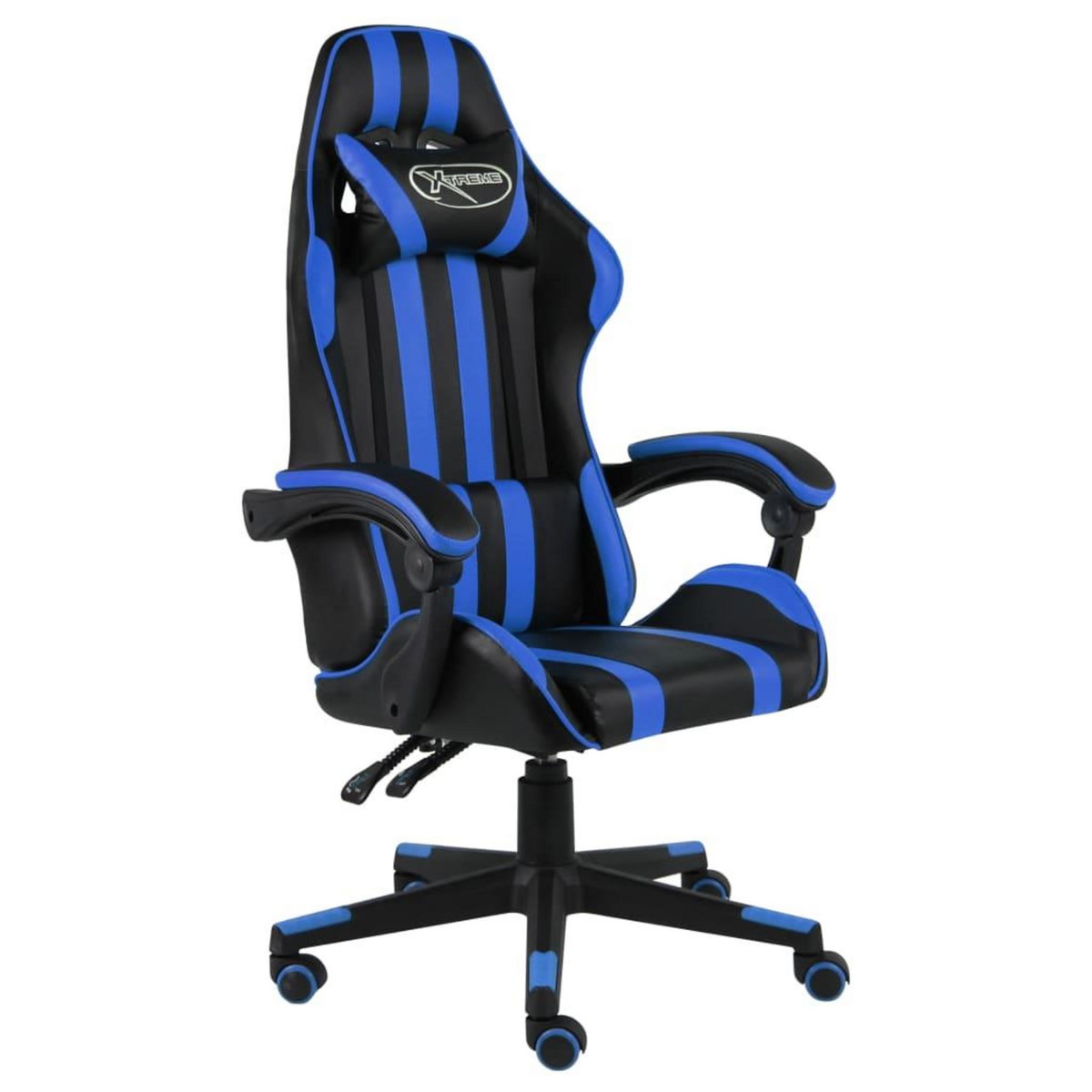VIDAXL Fauteuil de jeux video Noir et bleu Similicuir