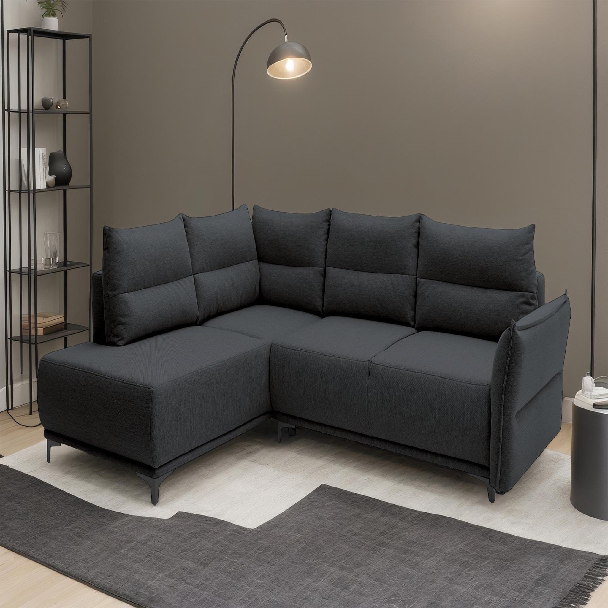 Voir la diapositive 1 : LISA DESIGN Arya - canapé d'angle convertible - avec coffre - 5 places - style contemporain - gauche