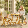 Voir la diapositive 6 : OUTSUNNY Salon de jardin 3 pièces 2 places bois acacia pliable
