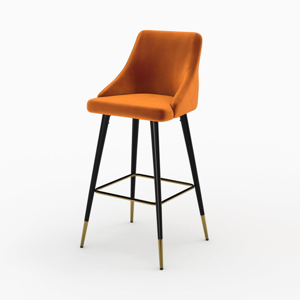 MAISON PAVANE Pack 4 chaises de bar en velours orange et jaune 78 cm-Aristote