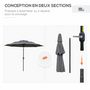 Voir la diapositive 6 : OUTSUNNY Parasol de jardin inclinable rond dia. 2,85 x 2,5 m manivelle cheminées d'aération toile haute densité 180 g/m² gris