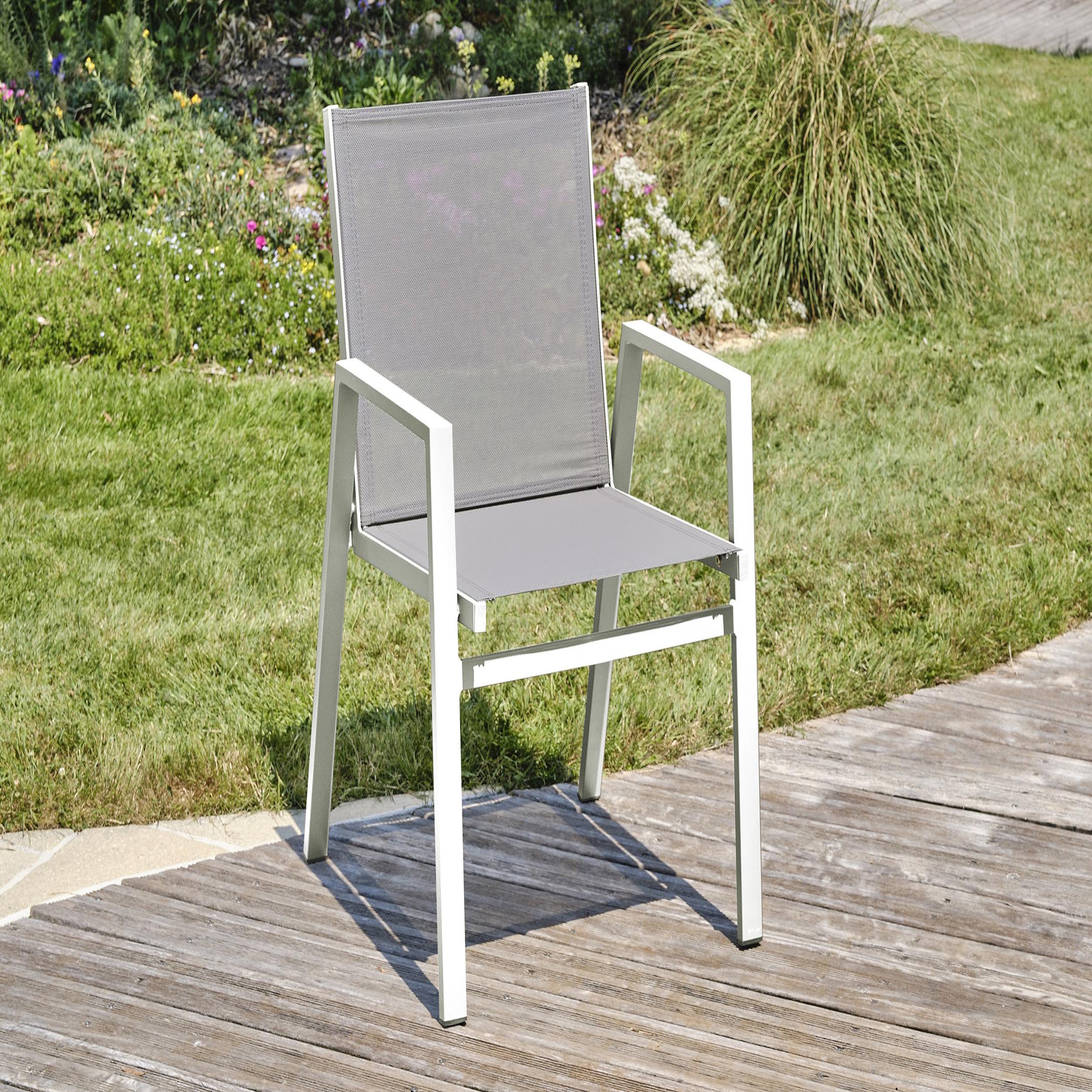 Voir la diapositive 2 : DCB GARDEN Lot de 2 fauteuils de jardin empilables en aluminium