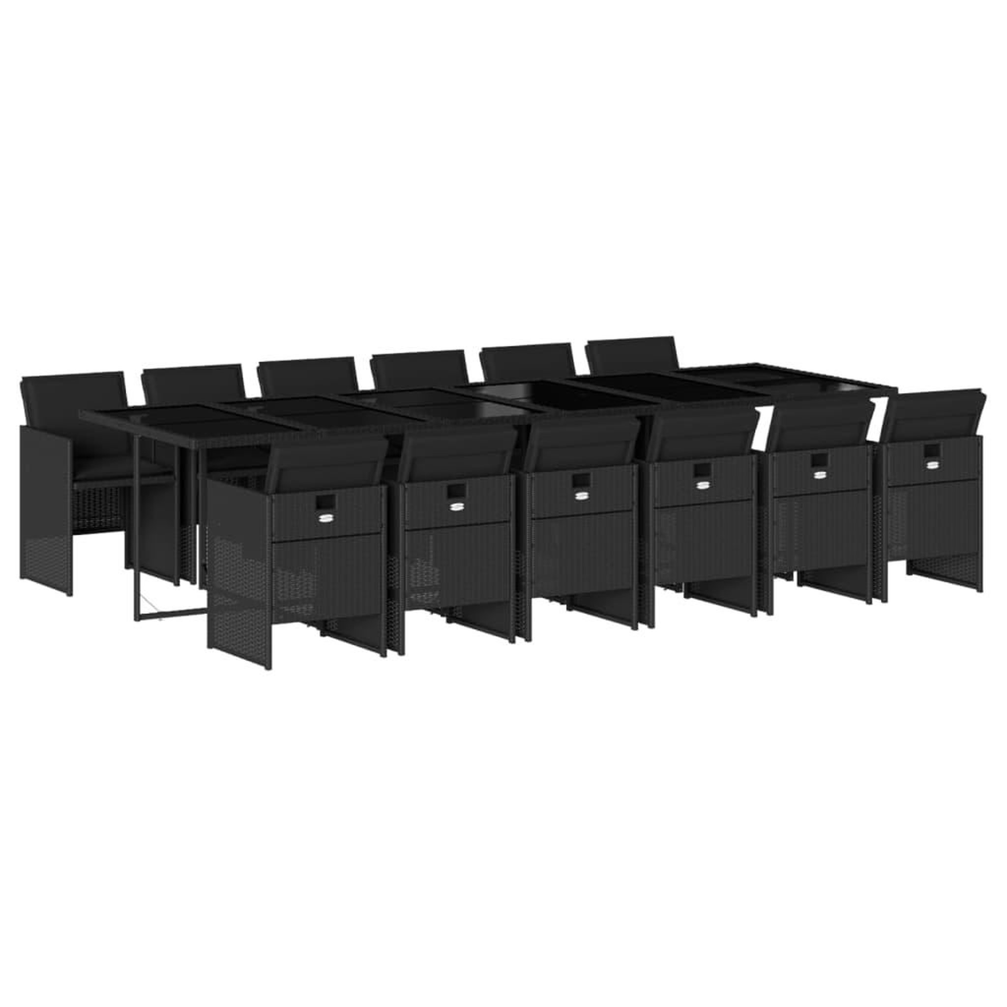 Voir la diapositive 2 : VIDAXL Ensemble a manger de jardin 13 pcs coussins noir resine tressee
