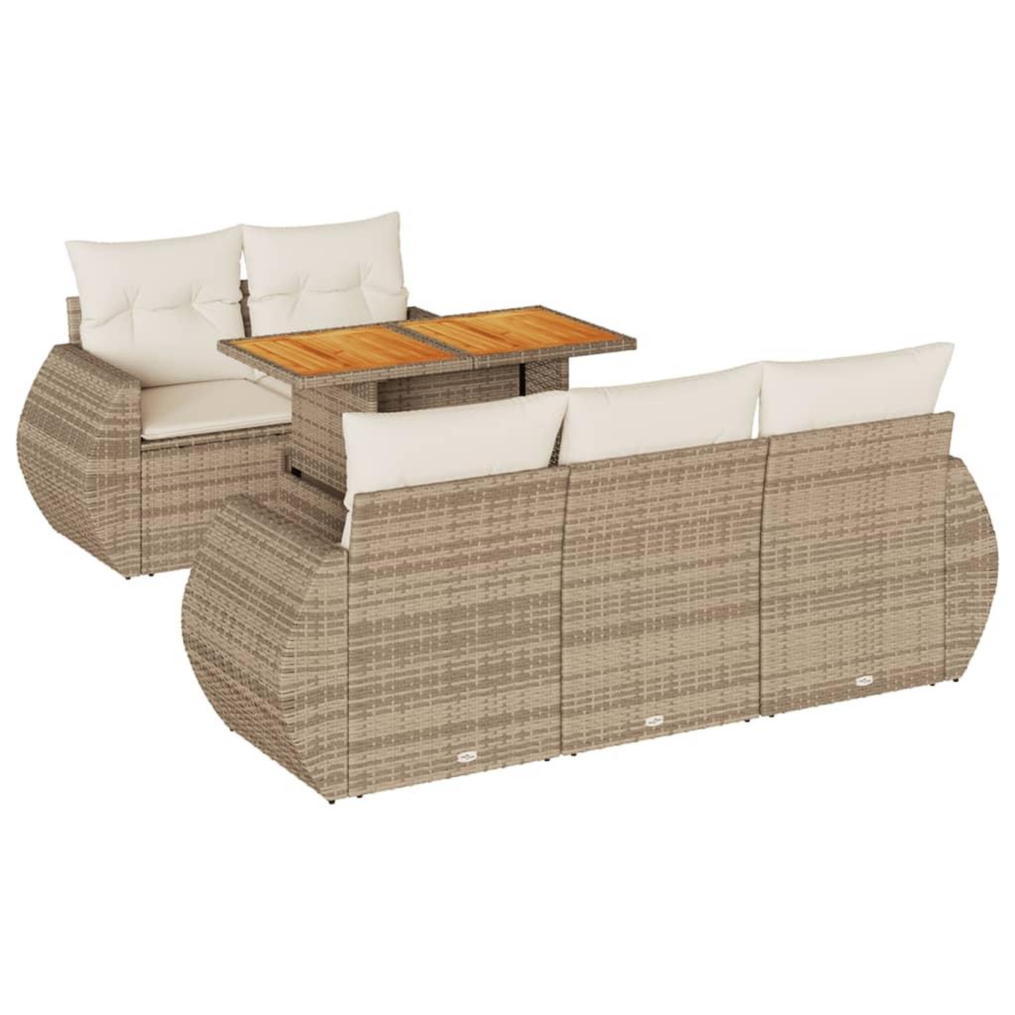 Voir la diapositive 2 : VIDAXL Salon de jardin avec coussins 6 pcs beige resine tressee
