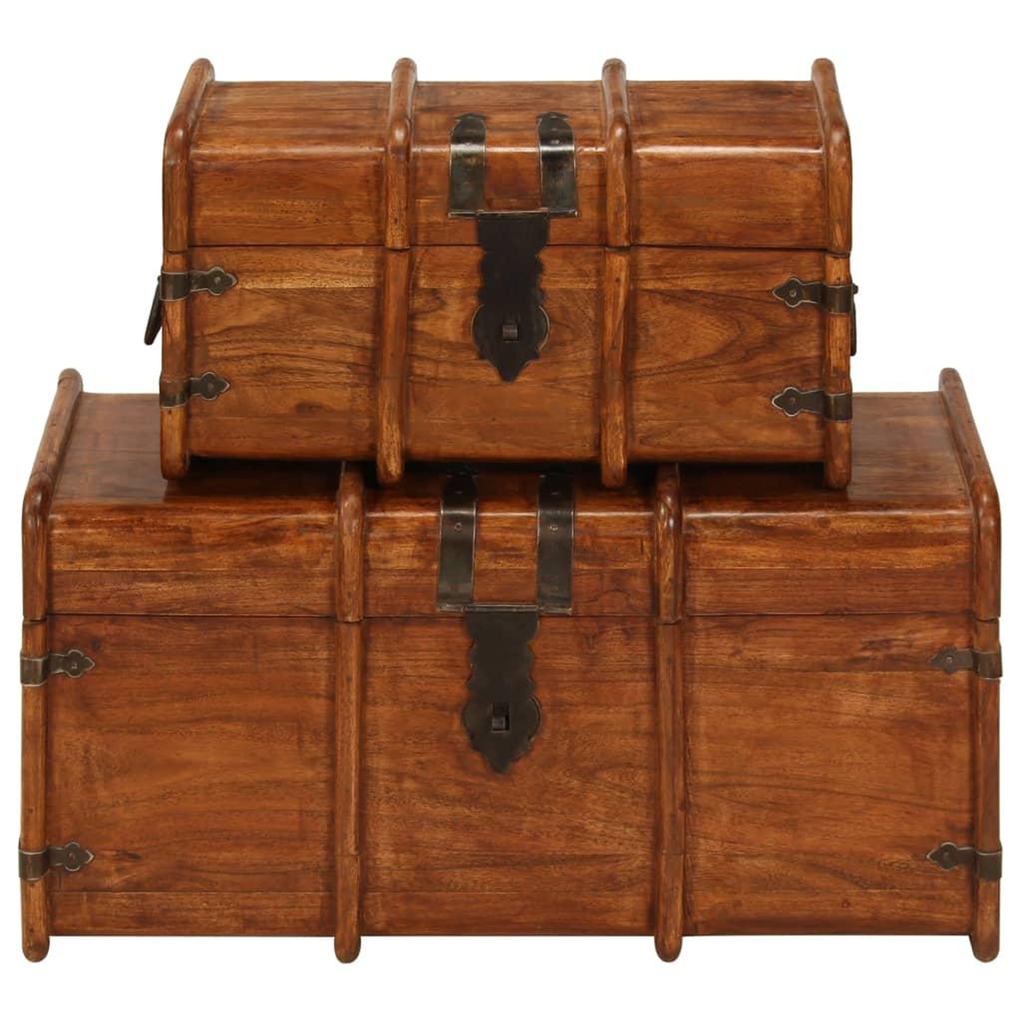 Voir la diapositive 2 : VIDAXL Coffre de rangement 2 pcs Bois d'acacia solide et finition miel