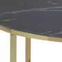 TOILINUX Table basse ronde en verre effet marbre - Diam. 80 cm - Doré et Noir
