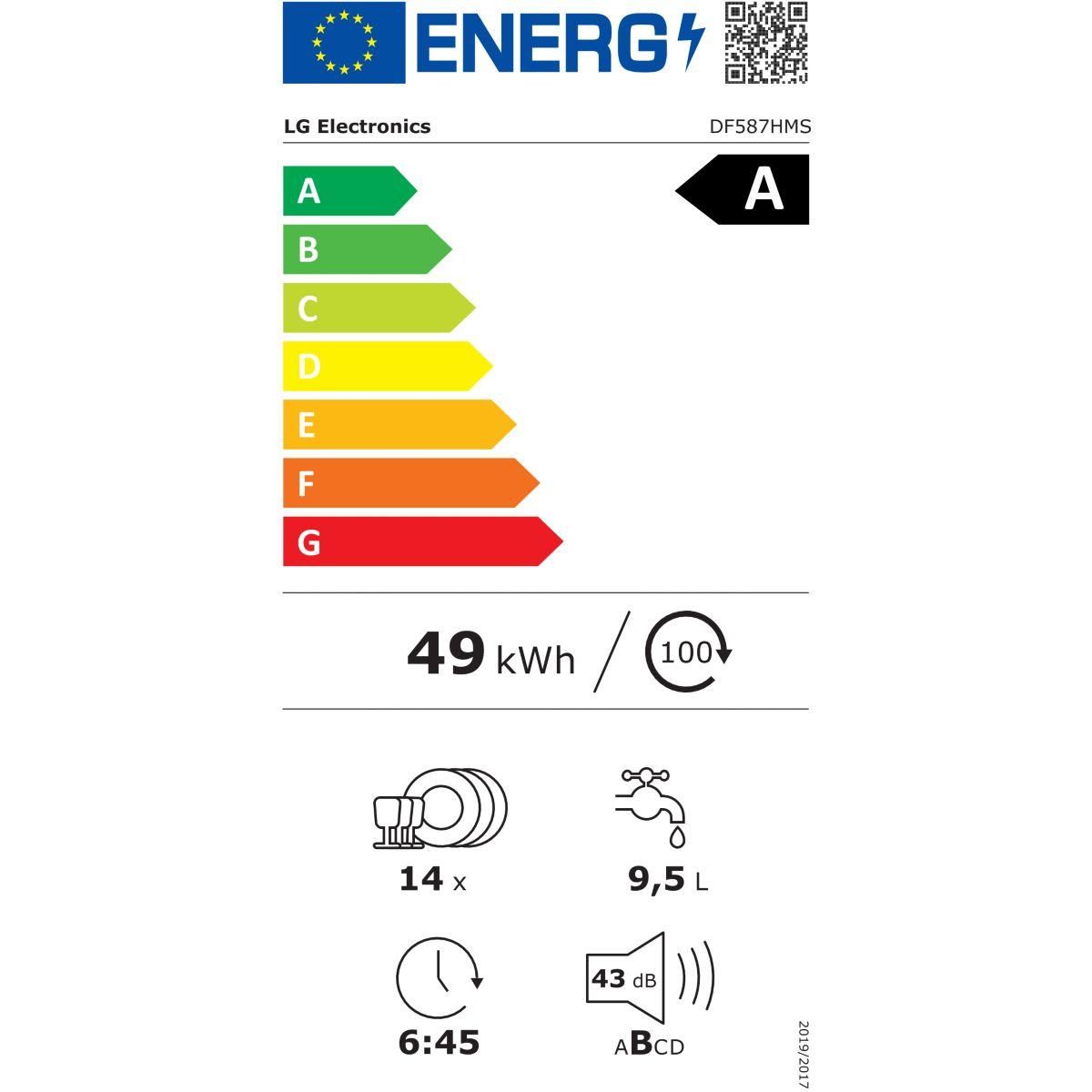 LG Lave vaisselle 60 cm DF587HMS
