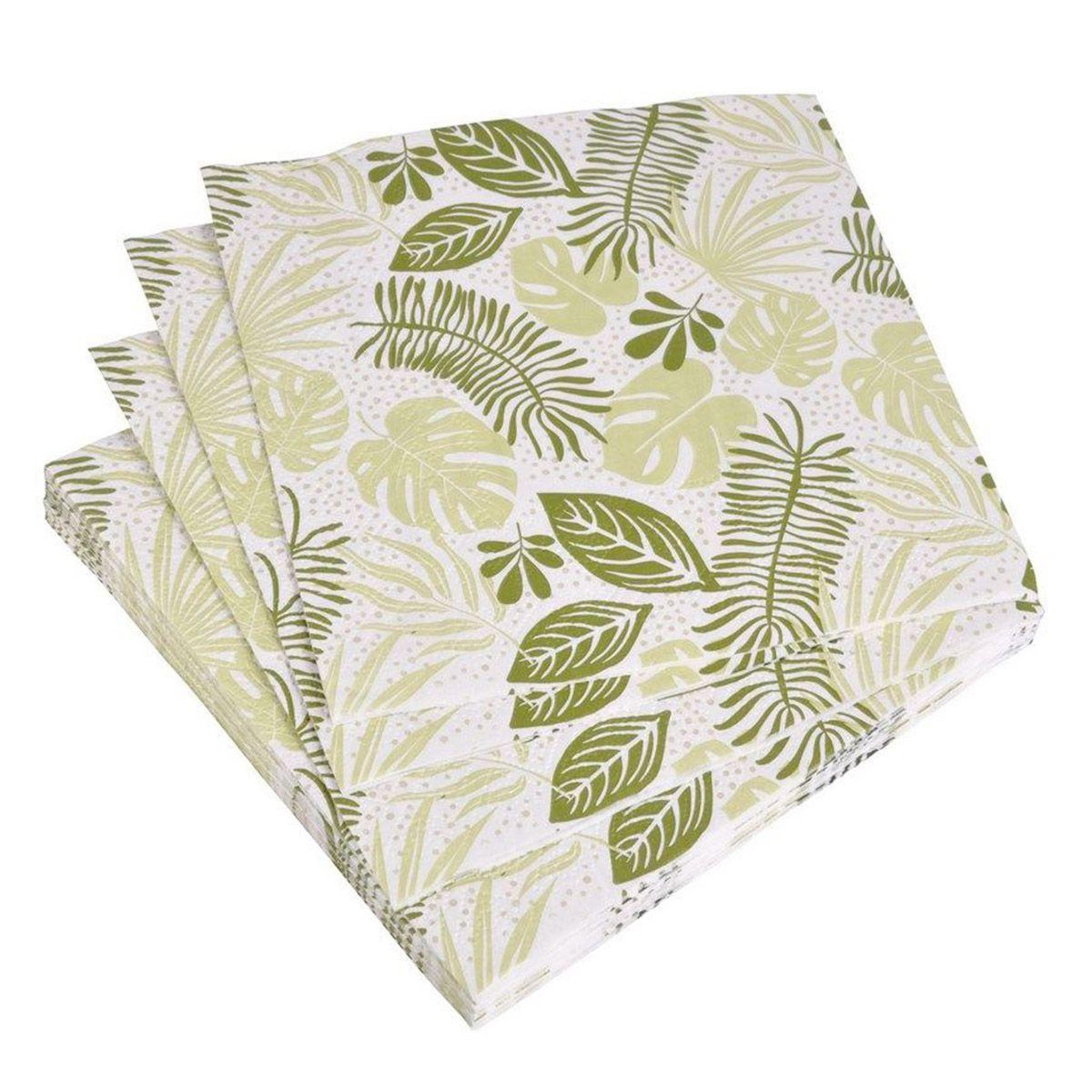 HOMEA Lot de 20 serviettes en papier  feuille  33x33cm vert