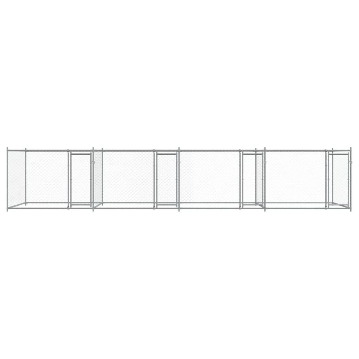 VIDAXL Cage pour chien avec portes gris 8x2x1,5 m acier galvanise