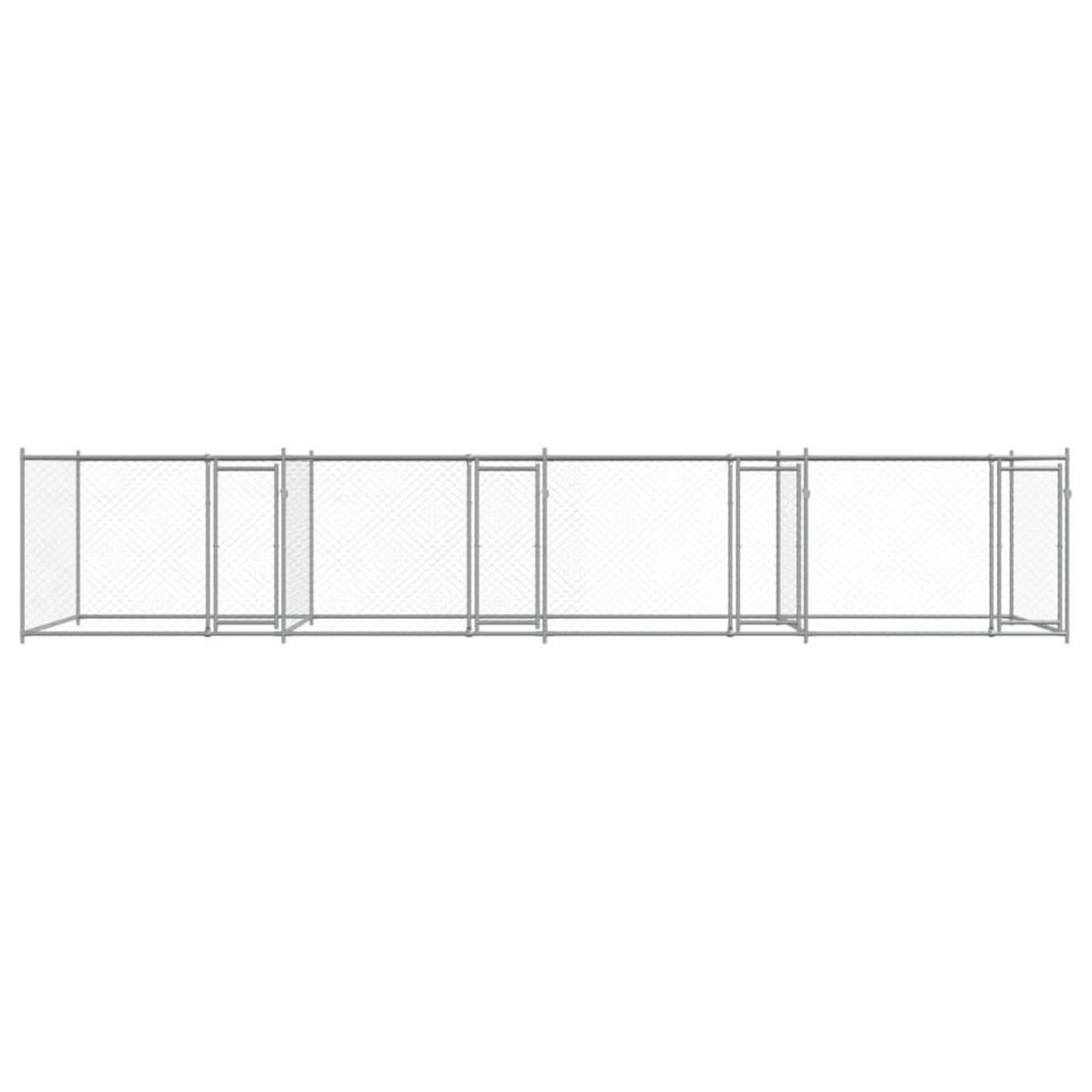 VIDAXL Cage pour chien avec portes gris 8x2x1,5 m acier galvanise