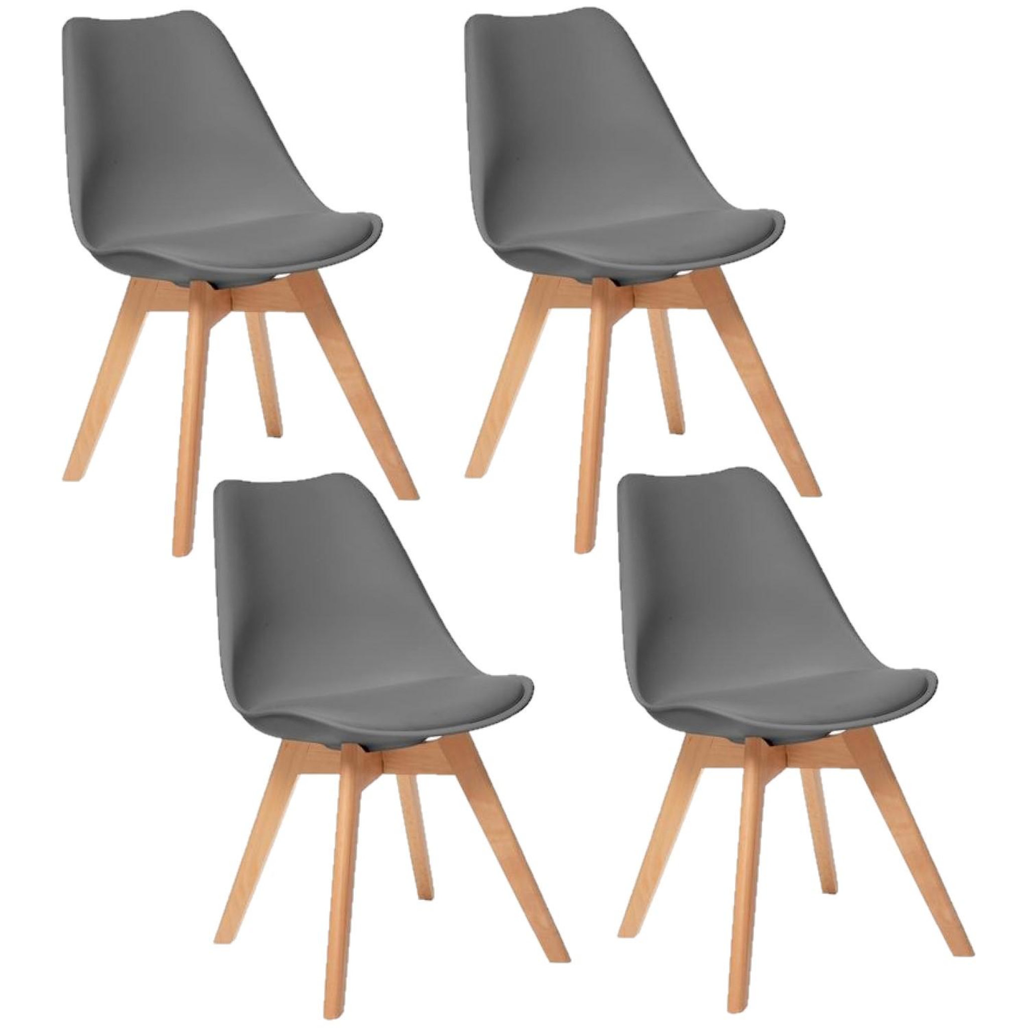 Voir la diapositive 1 : TOILINUX Lot de 4 chaises design scandinave baya