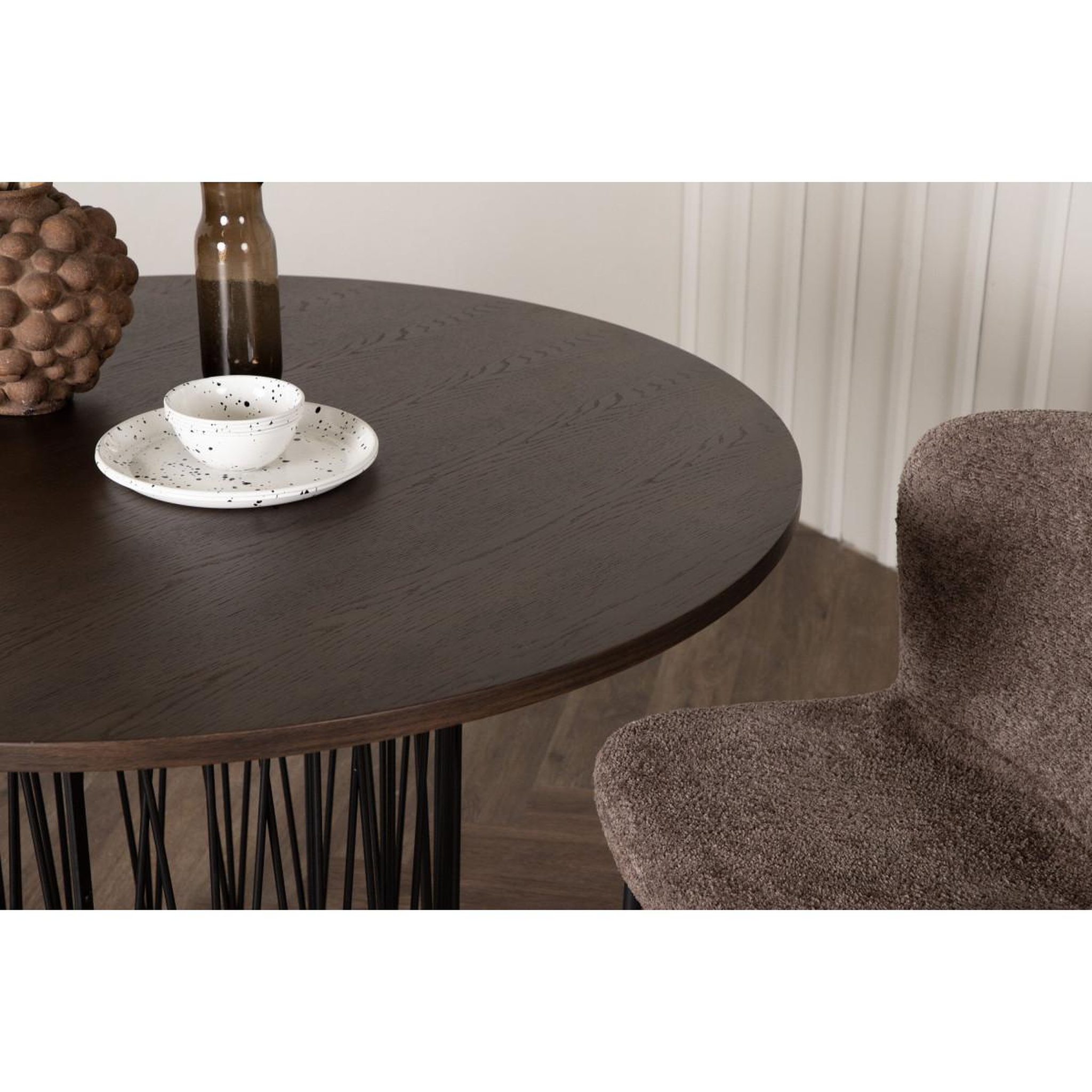 Voir la diapositive 6 : Paris Prix Table à manger ronde design  stone  120cm marron
