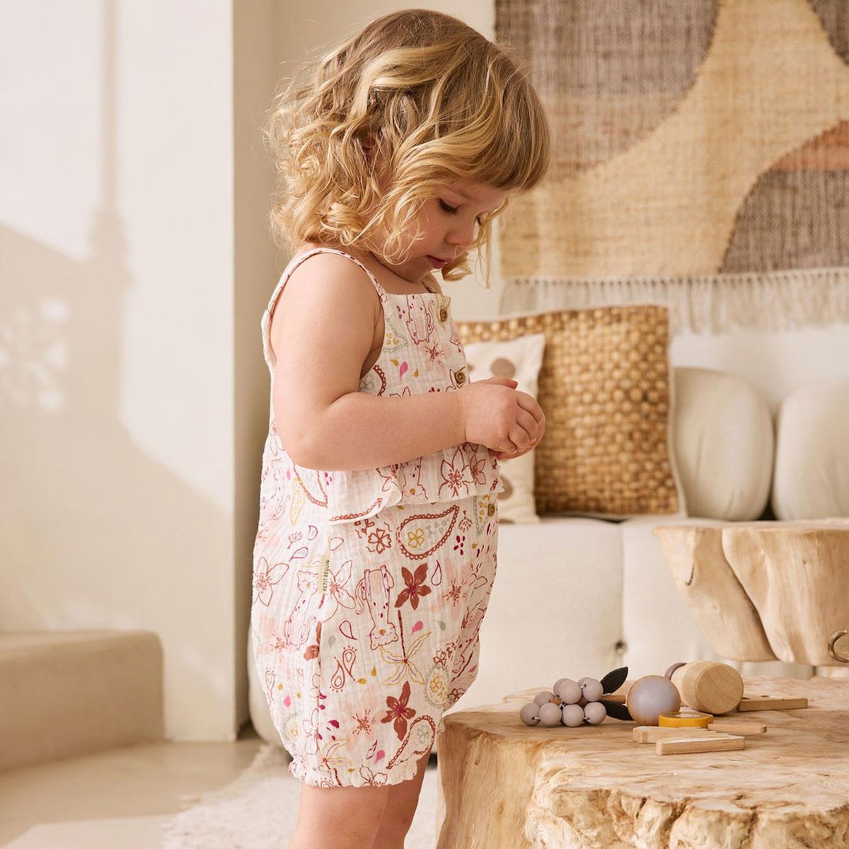 Petit Béguin Barboteuse bébé en gaze de coton Arizona