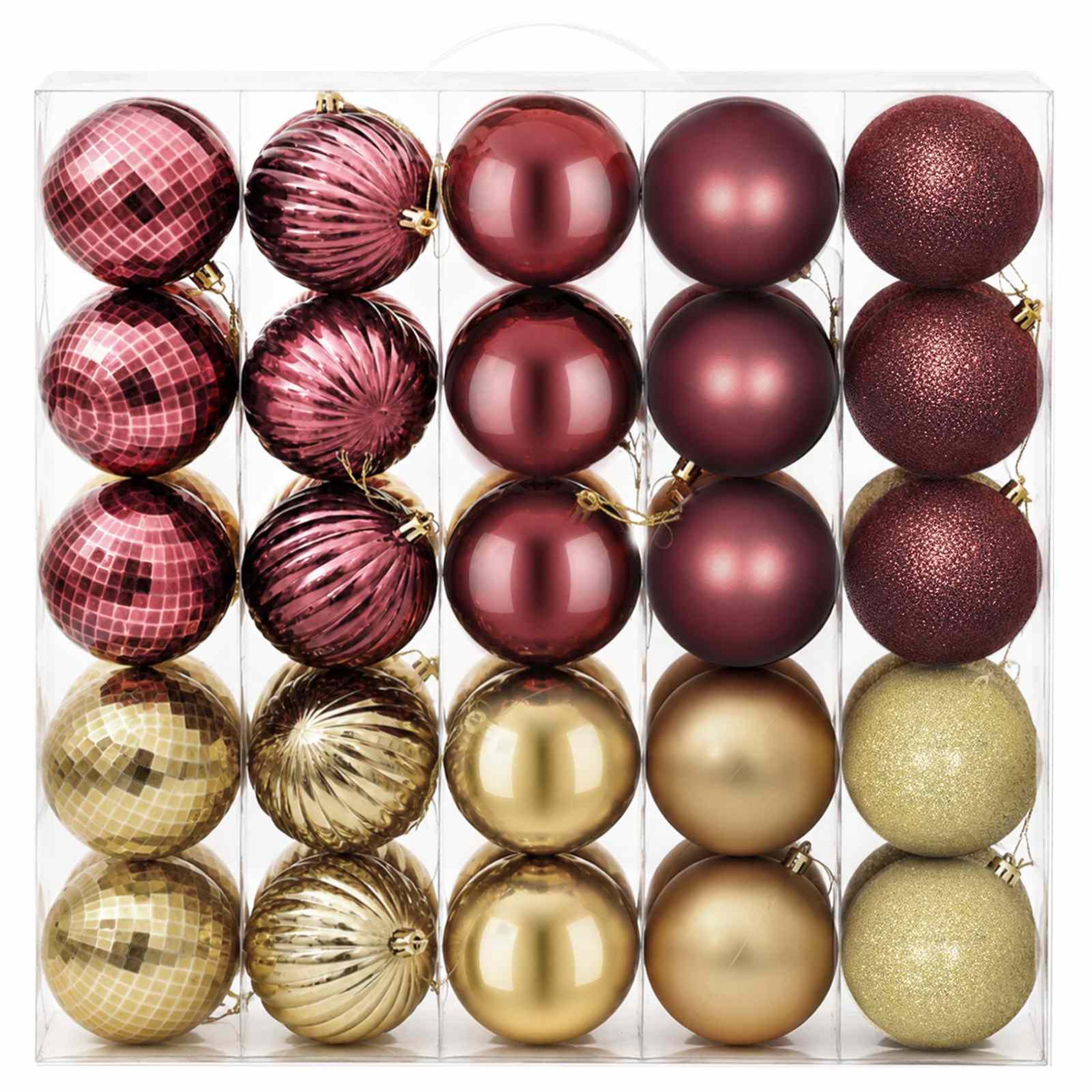 Voir la diapositive 4 : VIDAXL Ensemble de boules de Noël 50 pc Or et rouge bordeaux