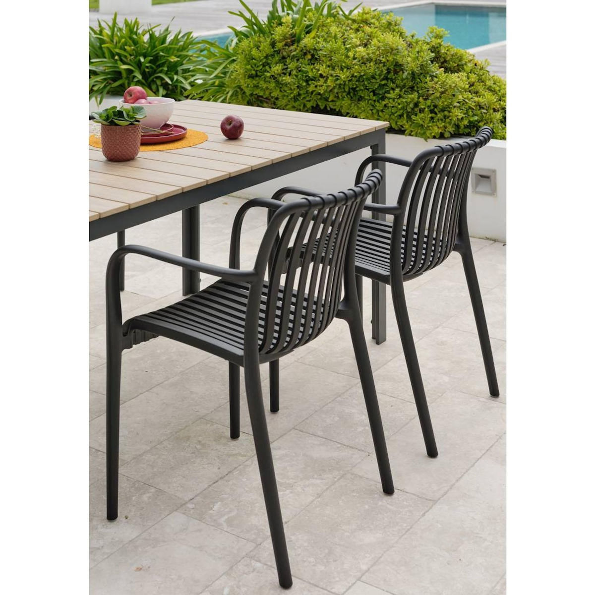 Paris Prix Ensemble Table de Jardin & 4 Fauteuils  Boston & Tiago  150cm Gris Anthracite