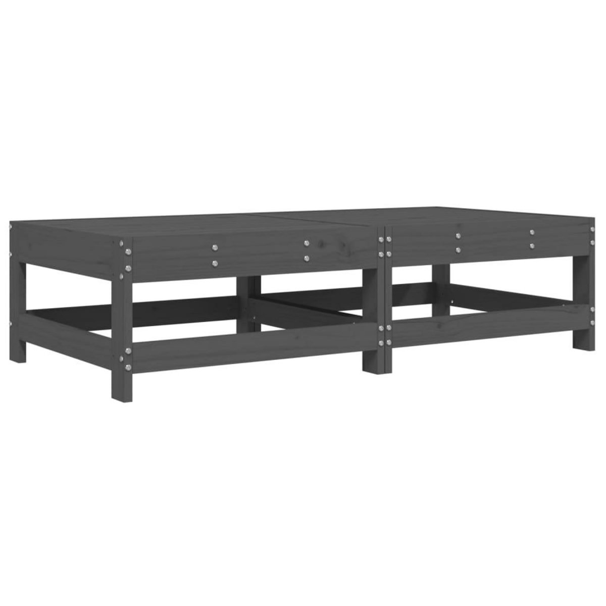 VIDAXL Repose-pieds de jardin coussins lot de 2 gris bois pin massif