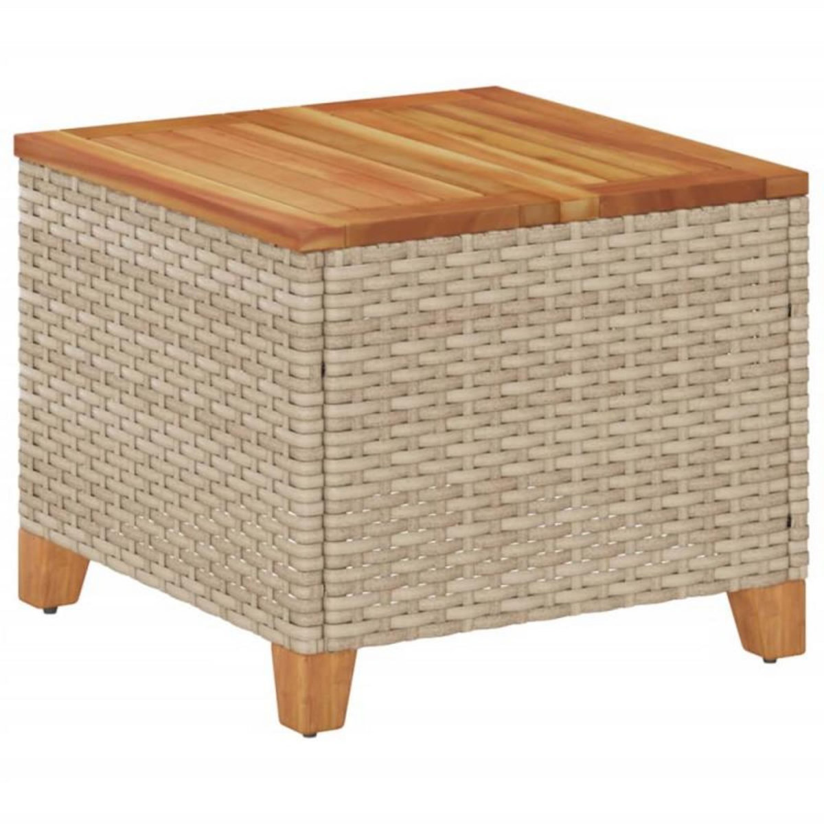 VIDAXL Table de jardin beige 45x45x37 cm résine tressée et bois acacia