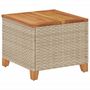 Voir la diapositive 2 : VIDAXL Table de jardin beige 45x45x37 cm résine tressée et bois acacia