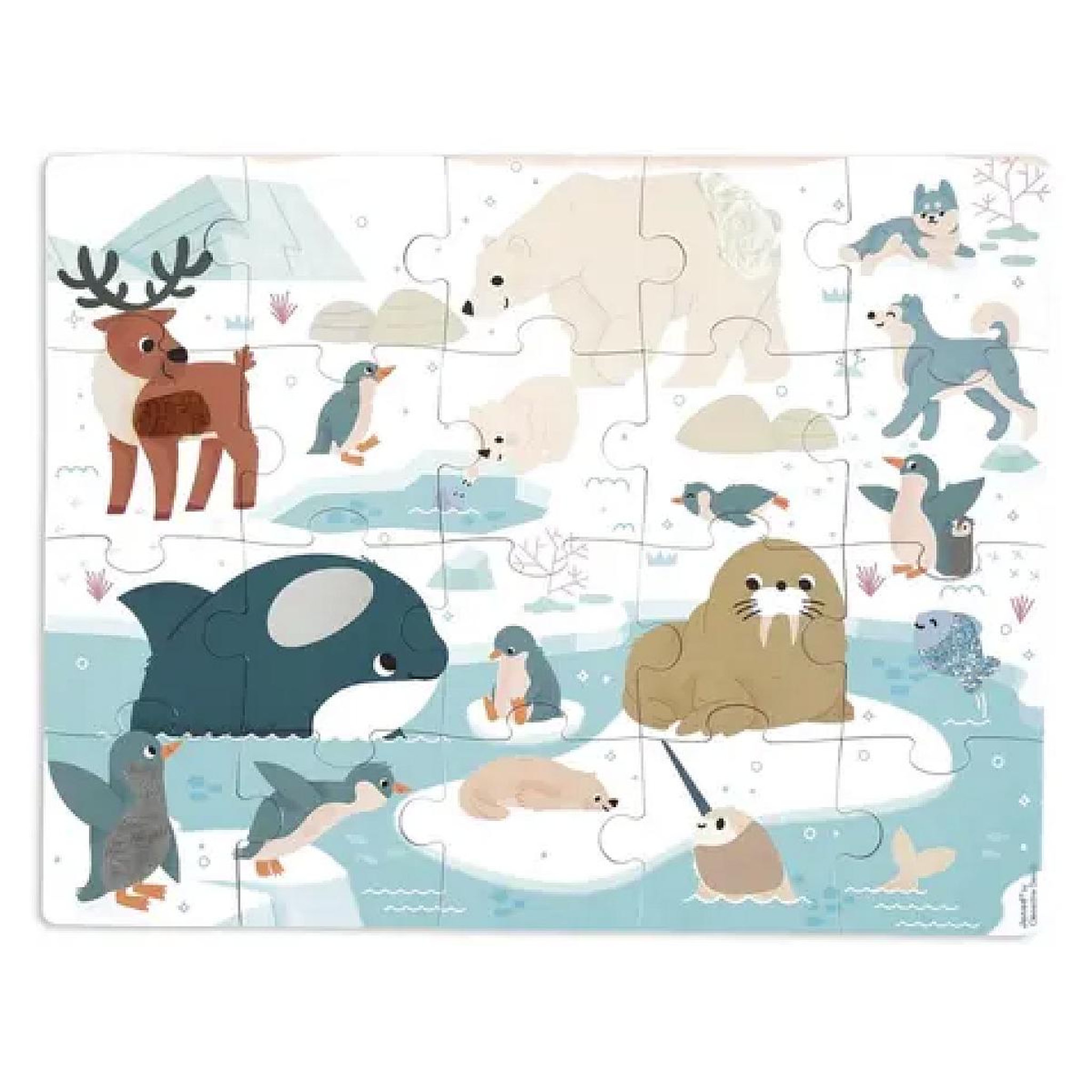 Voir la diapositive 3 : JANOD Puzzle Tactile Enfant 20 Pieces - Animaux Polaires