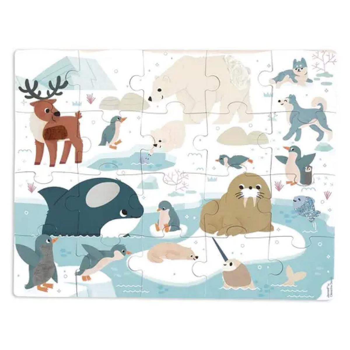 Juratoys-Janod Puzzle Tactile Enfant 20 Pieces - Animaux Polaires