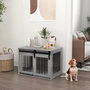 Voir la diapositive 6 : PAWHUT Cage pour chien animaux style industriel - porte coulissante verrouillable - acier noir aspect bois gris