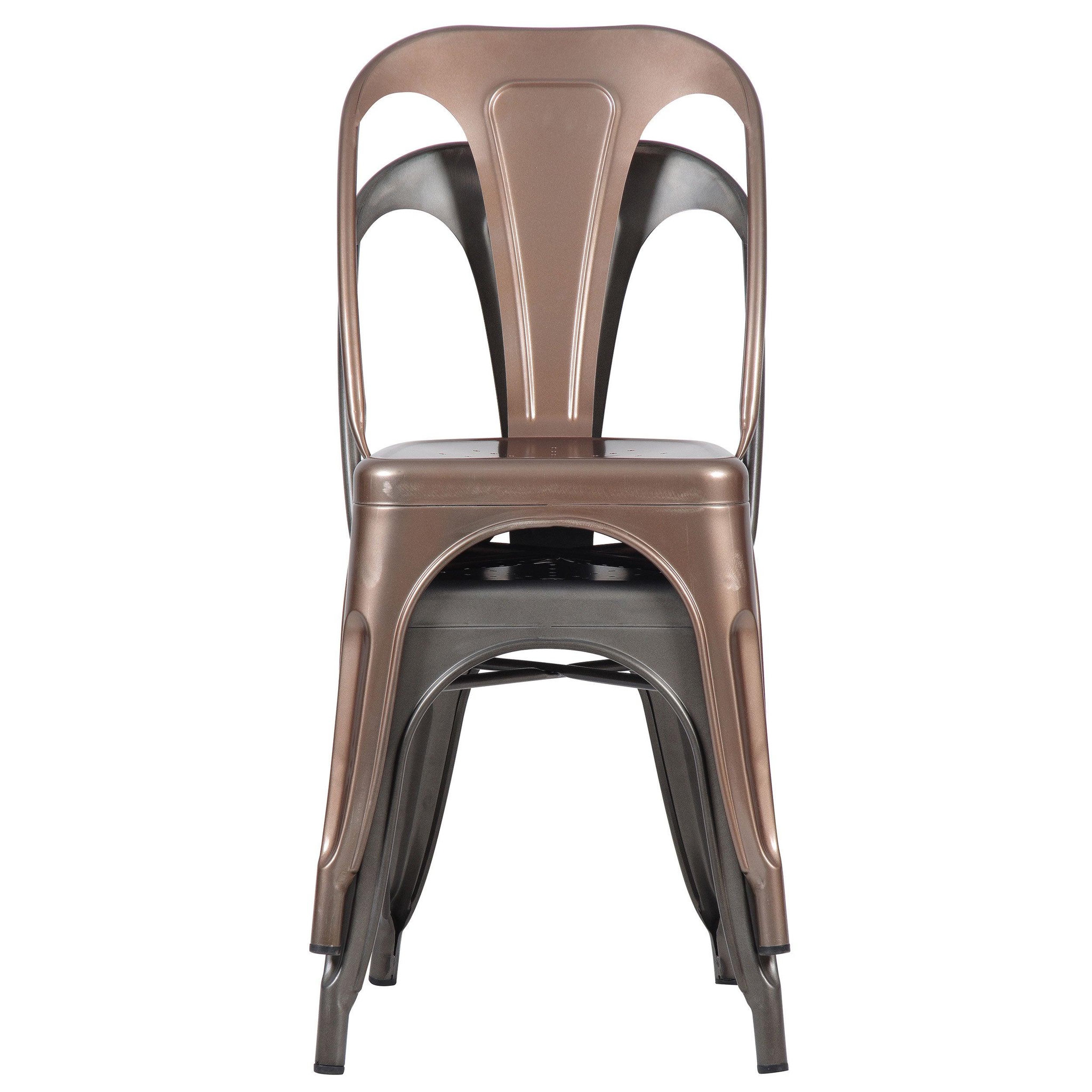 Voir la diapositive 3 : MAISON PAVANE Lot de 2 chaises en métal cuivre-indus