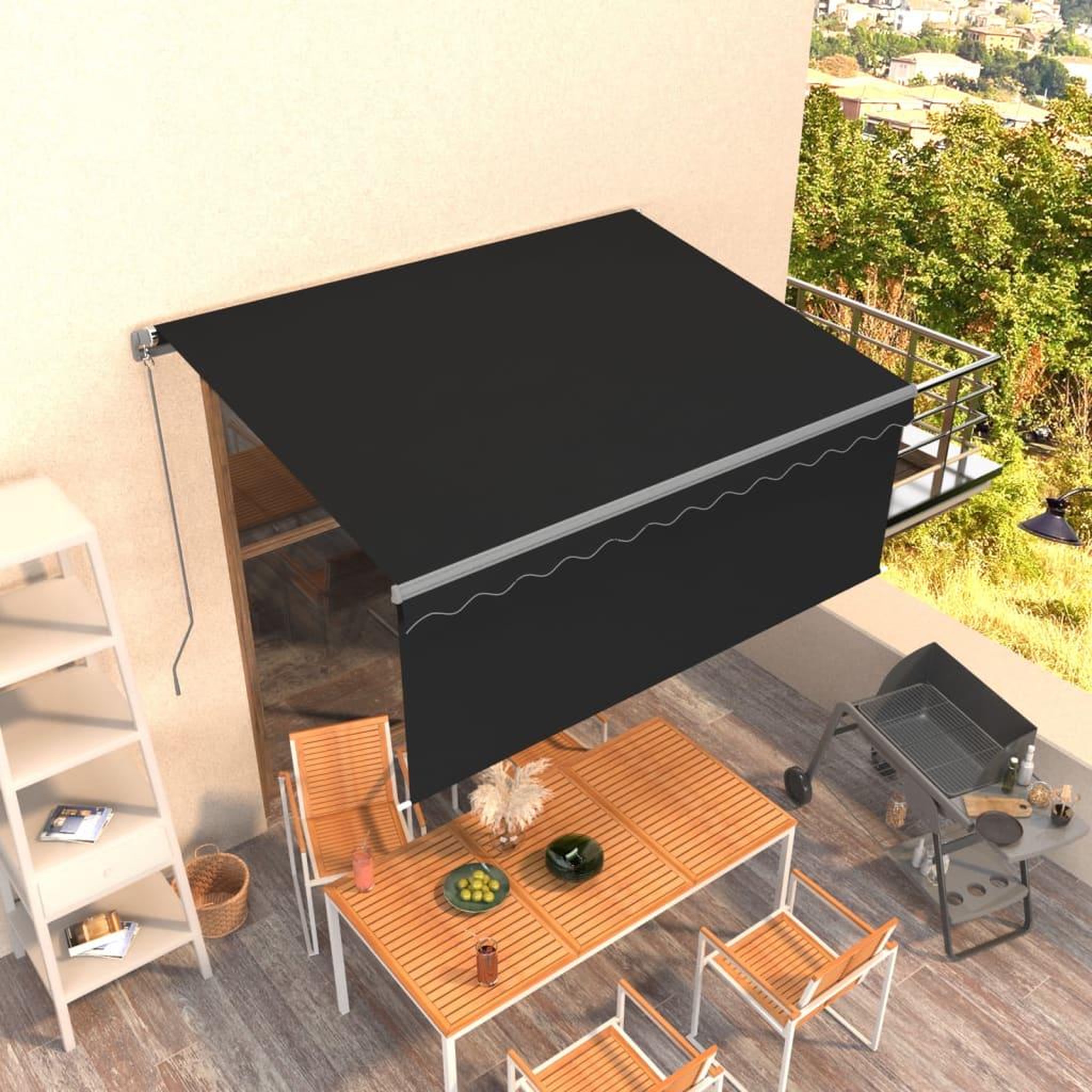 VIDAXL Auvent manuel retractable avec store 3x2,5 m Anthracite