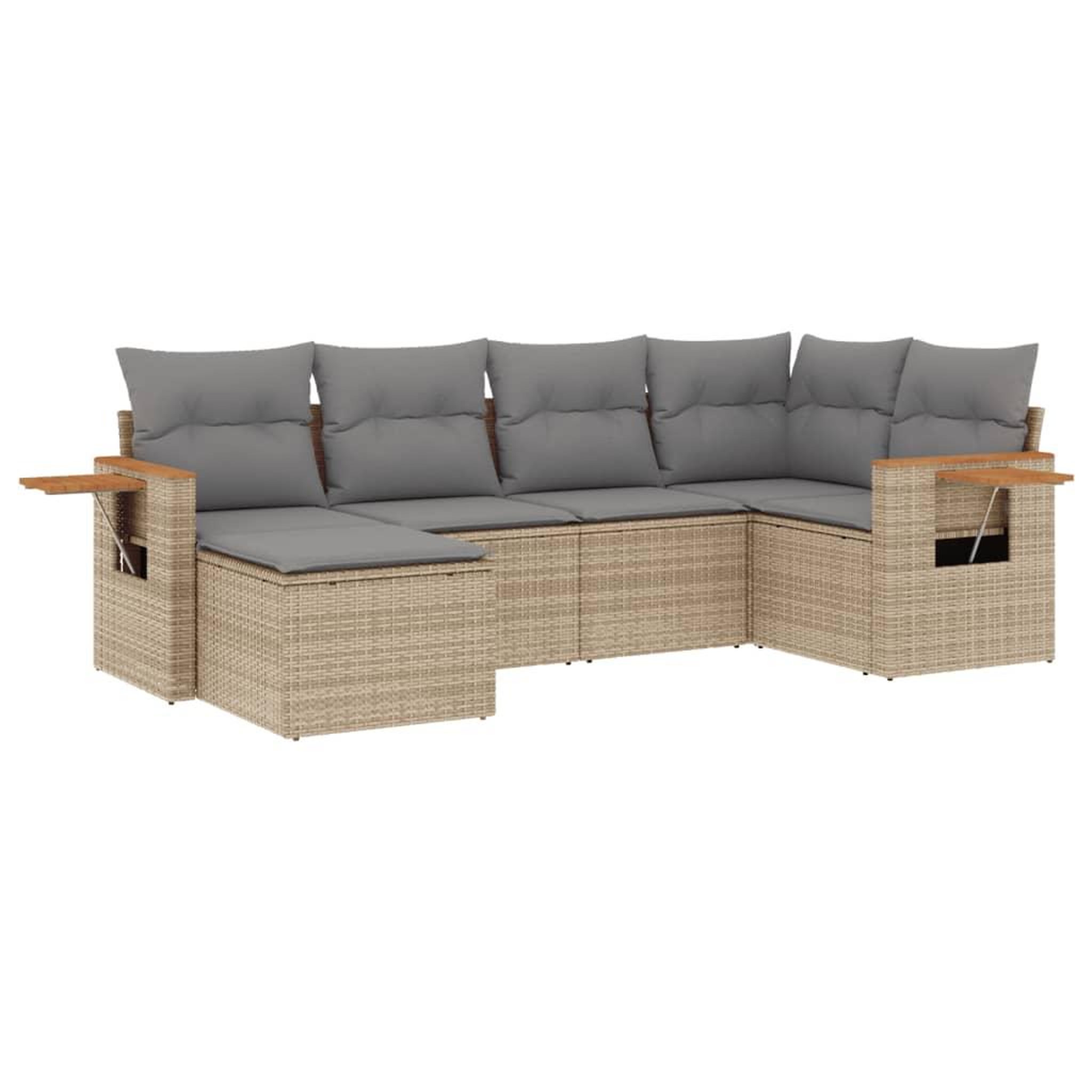 Voir la diapositive 2 : VIDAXL Salon de jardin avec coussins 6 pcs beige resine tressee