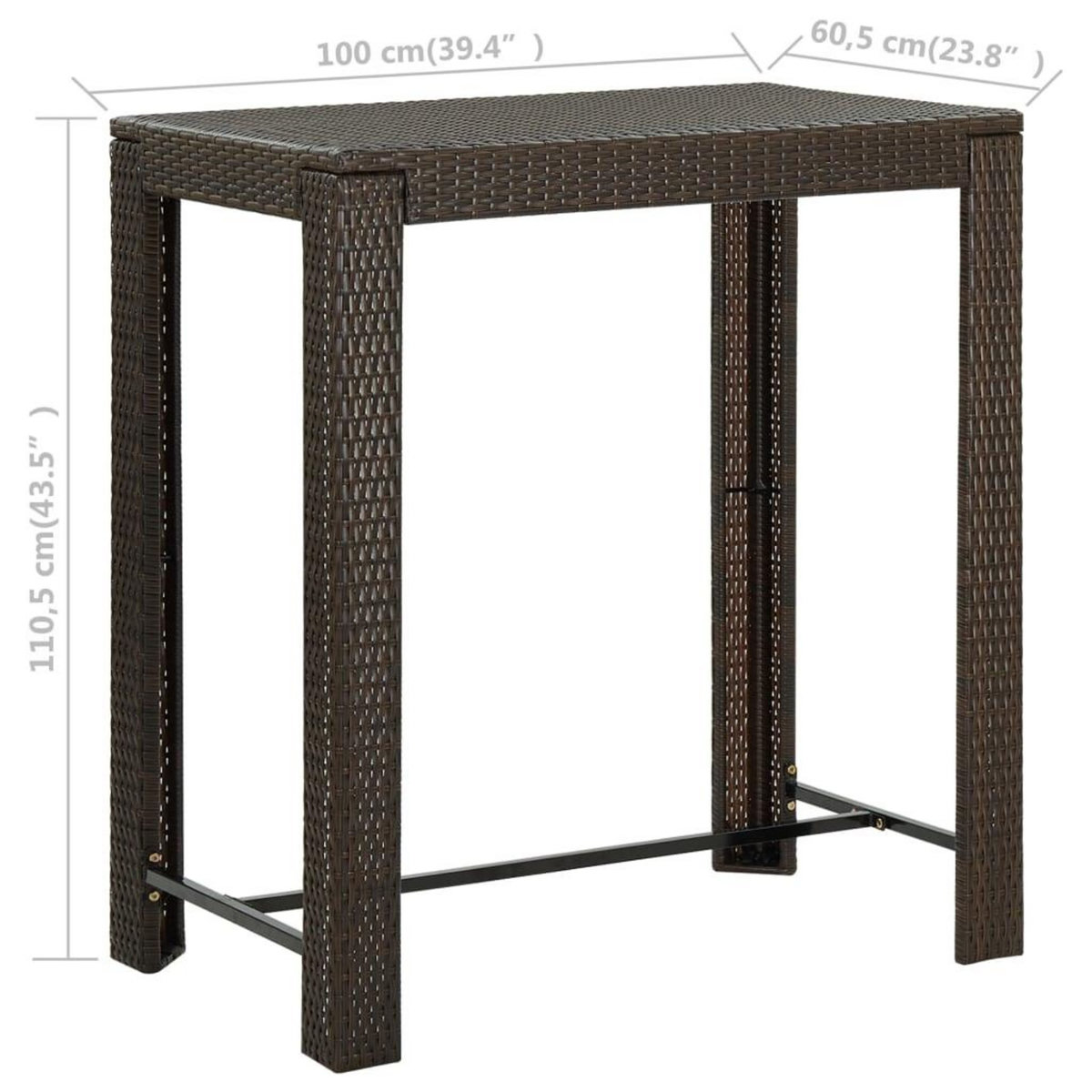 VIDAXL Meuble de bar de jardin 5 pcs et coussins Resine tressee Marron