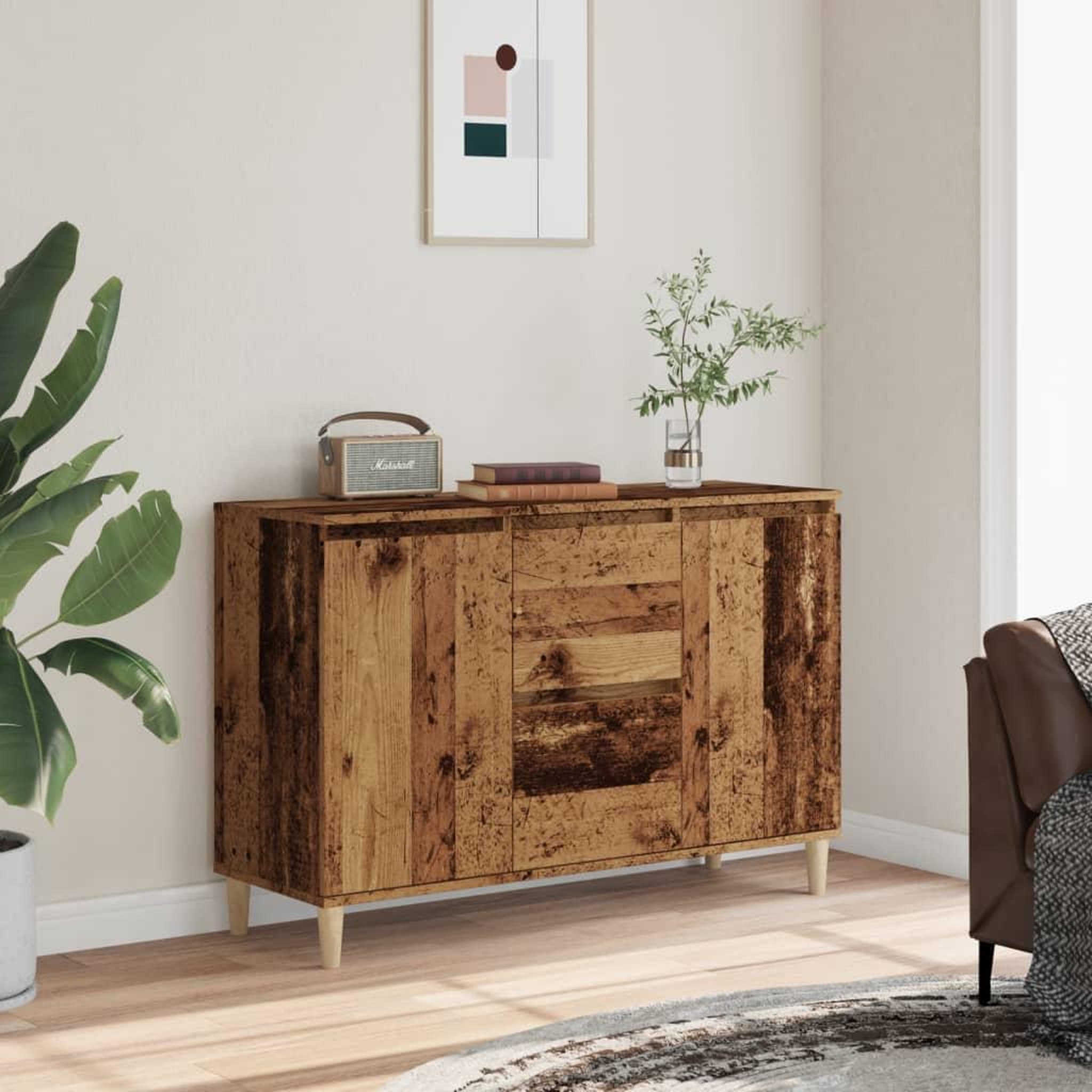 Voir la diapositive 3 : VIDAXL Buffet vieux bois 102x35x70 cm bois d'ingenierie