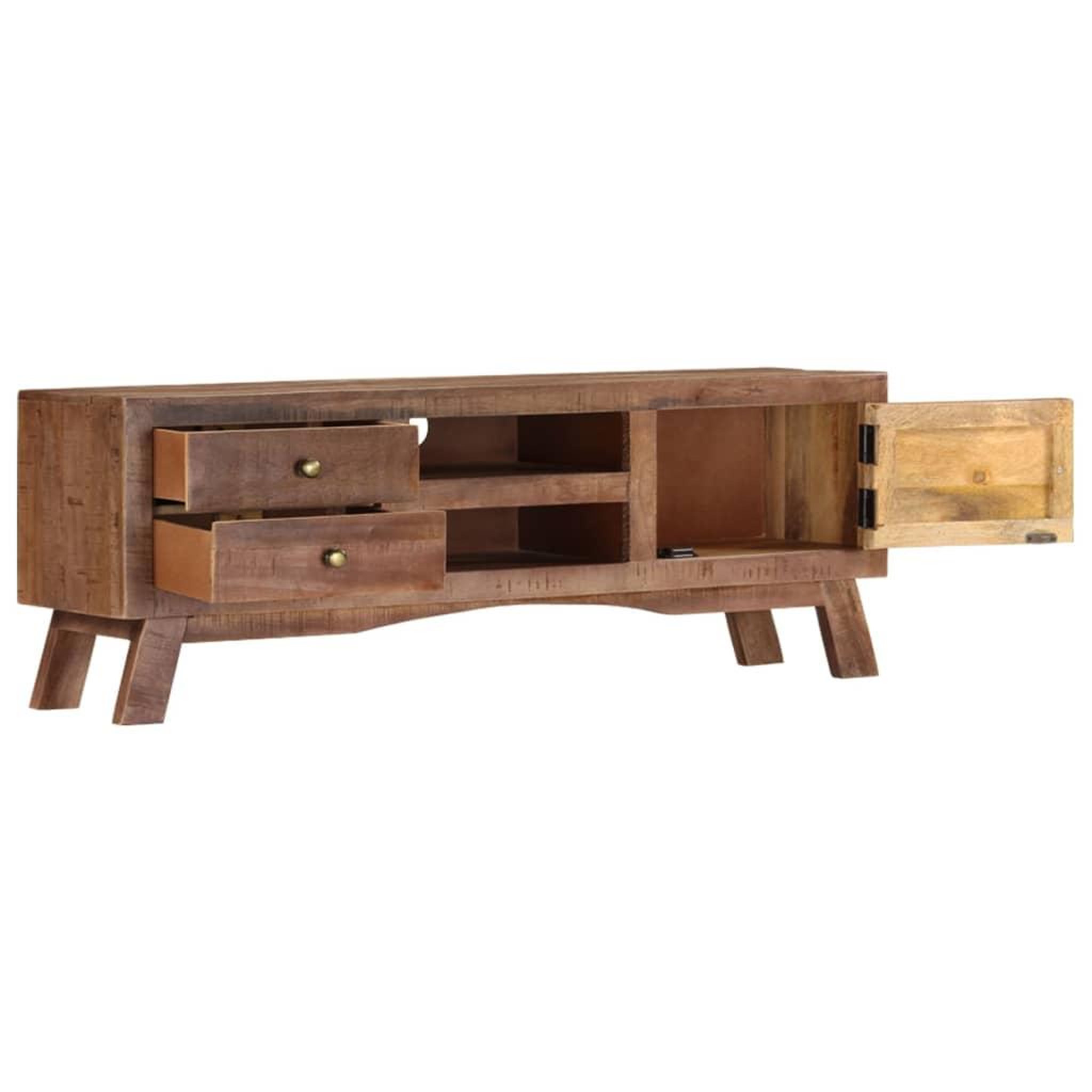 Voir la diapositive 2 : VIDAXL Meuble TV 110x30x40 cm Bois de manguier brut