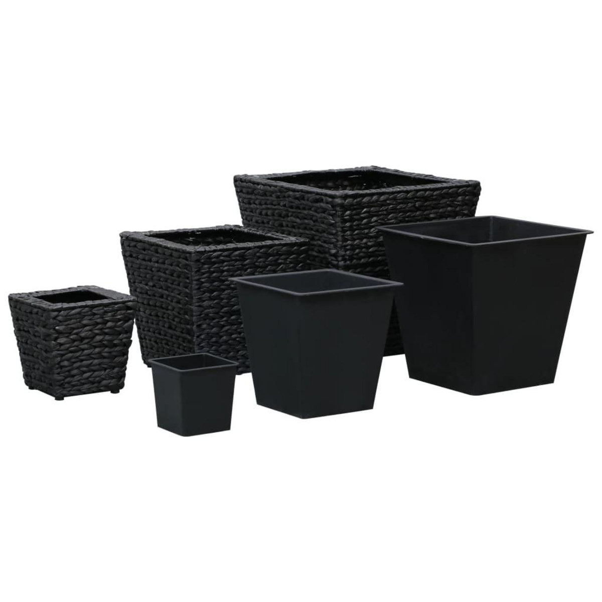 VIDAXL Lits sureleves 3 pcs Jacinthe d'eau Noir