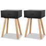 Voir la diapositive 2 : VIDAXL Table de chevet 2 pcs Bois de pin massif 40 x 30 x 61 cm Noir