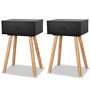 Voir la diapositive 2 : VIDAXL Table de chevet 2 pcs Bois de pin massif 40 x 30 x 61 cm Noir