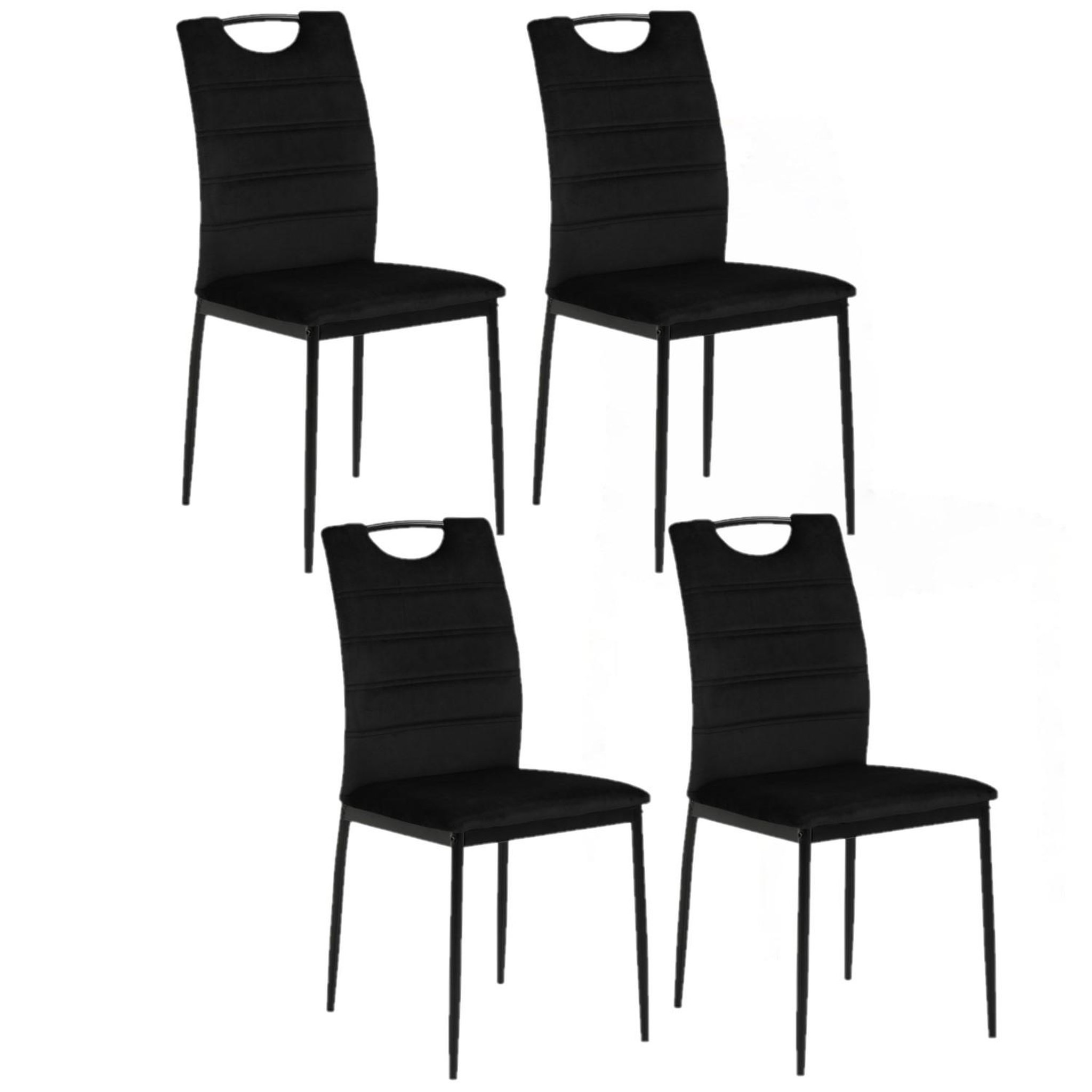 TOILINUX Lot de 4 Chaises de salle à manger Dina effet velours et métal. Coloris disponibles : Vert, Gris, Bleu