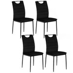 TOILINUX Lot de 4 Chaises de salle à manger Dina effet velours et métal. Coloris disponibles : Gris, Bleu, Vert